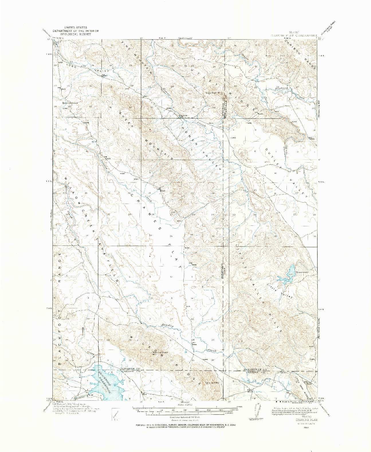 USGS 1:62500-SCALE QUADRANGLE FOR CRANES FLAT, ID 1917