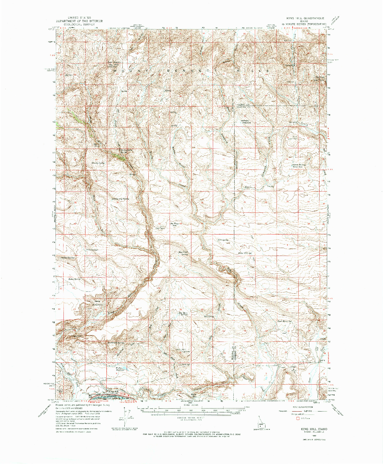 USGS 1:62500-SCALE QUADRANGLE FOR KING HILL, ID 1958