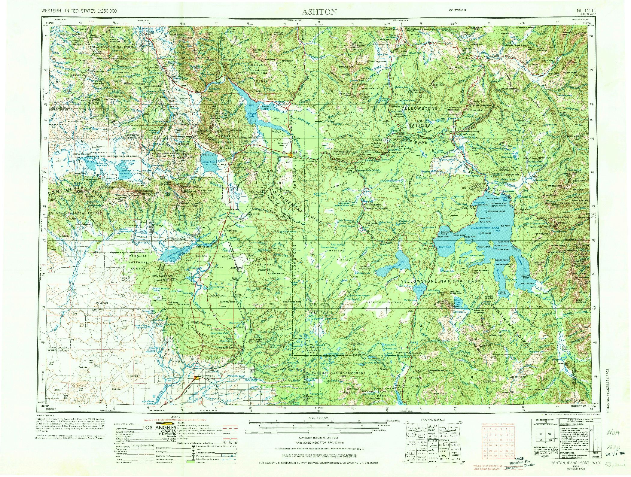 USGS 1:250000-SCALE QUADRANGLE FOR ASHTON, ID 1955