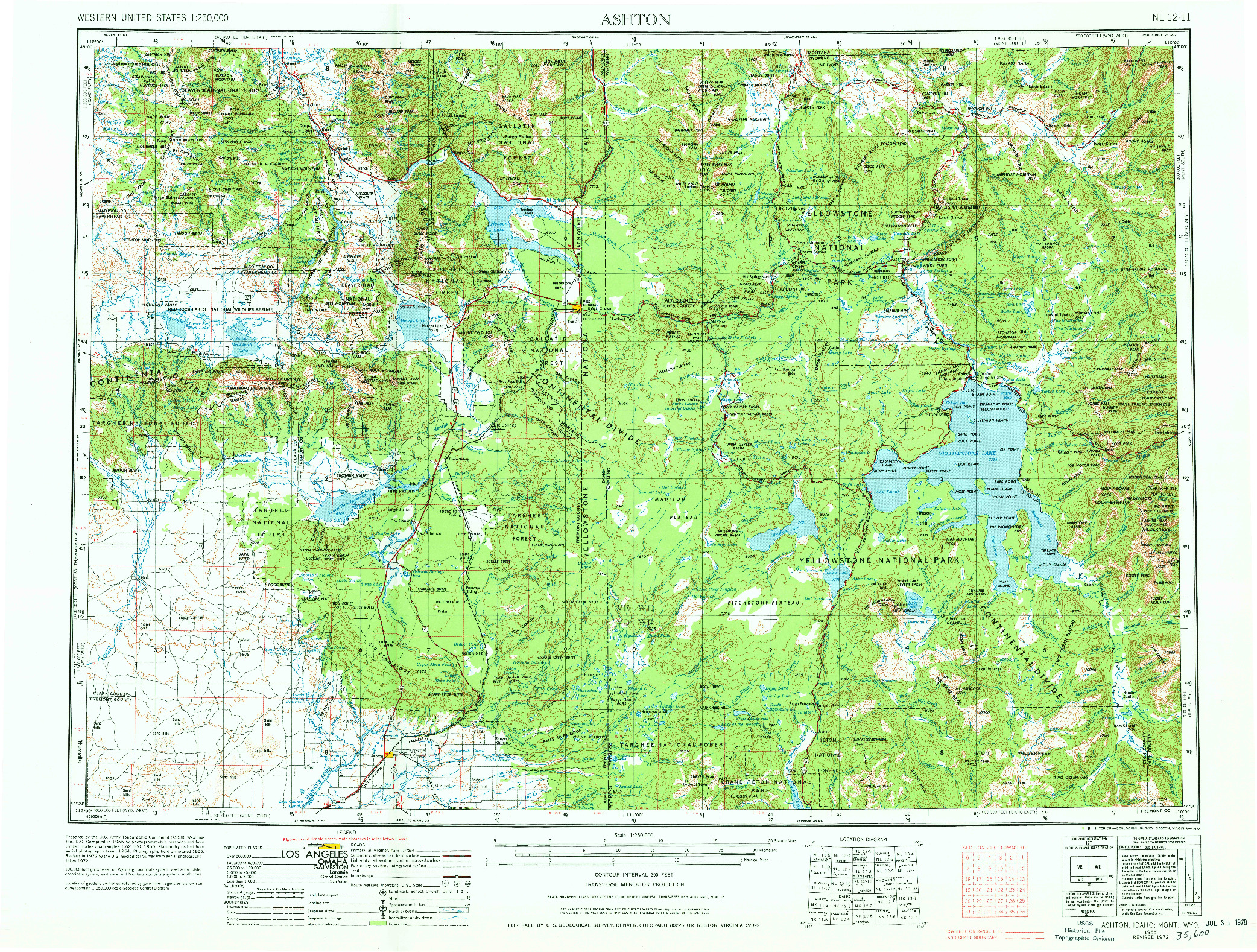 USGS 1:250000-SCALE QUADRANGLE FOR ASHTON, ID 1955