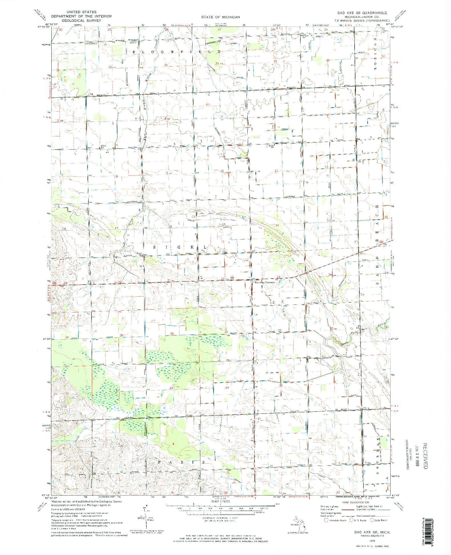 USGS 1:24000-SCALE QUADRANGLE FOR BAD AXE SE, MI 1970