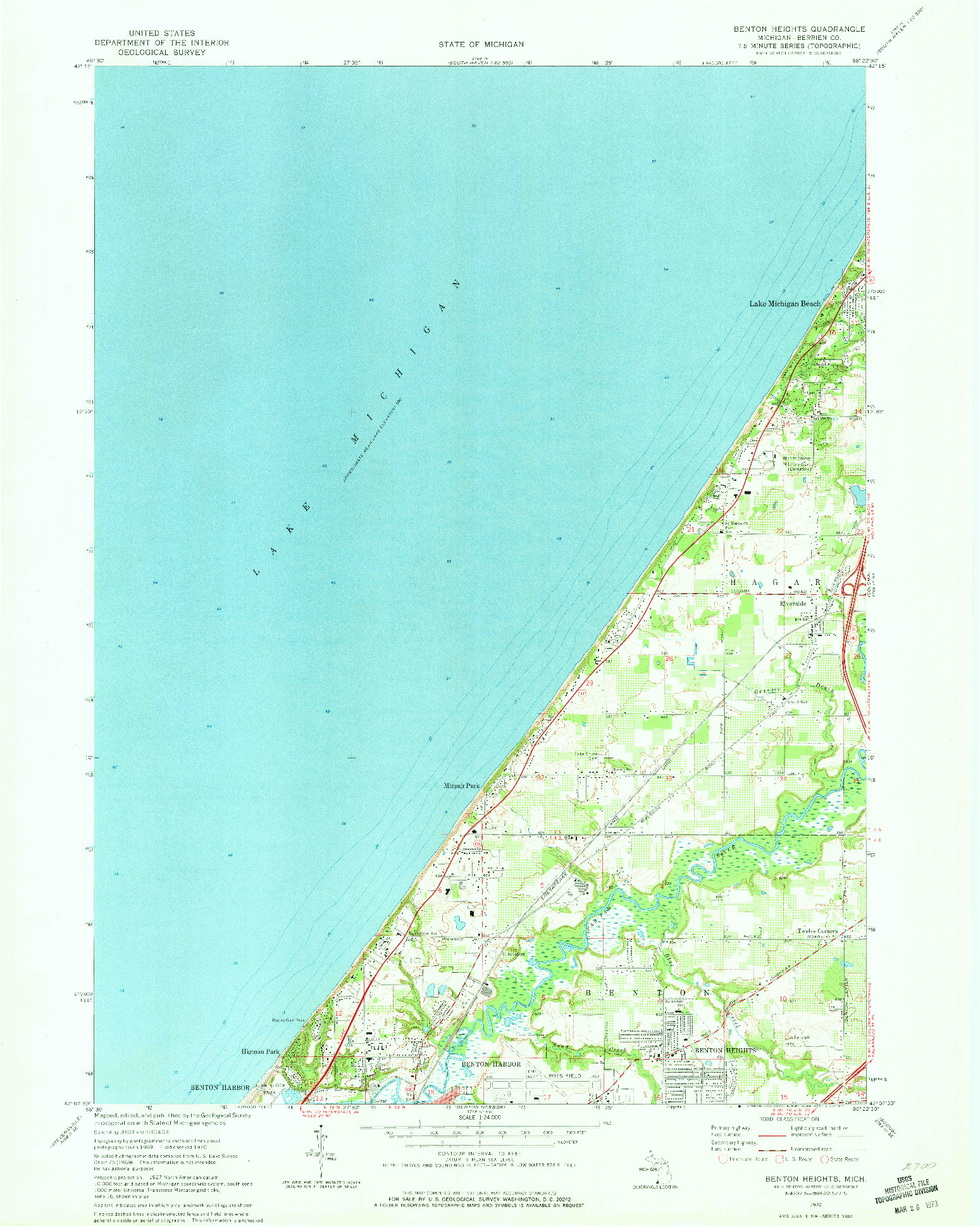 USGS 1:24000-SCALE QUADRANGLE FOR BENTON HEIGHTS, MI 1970