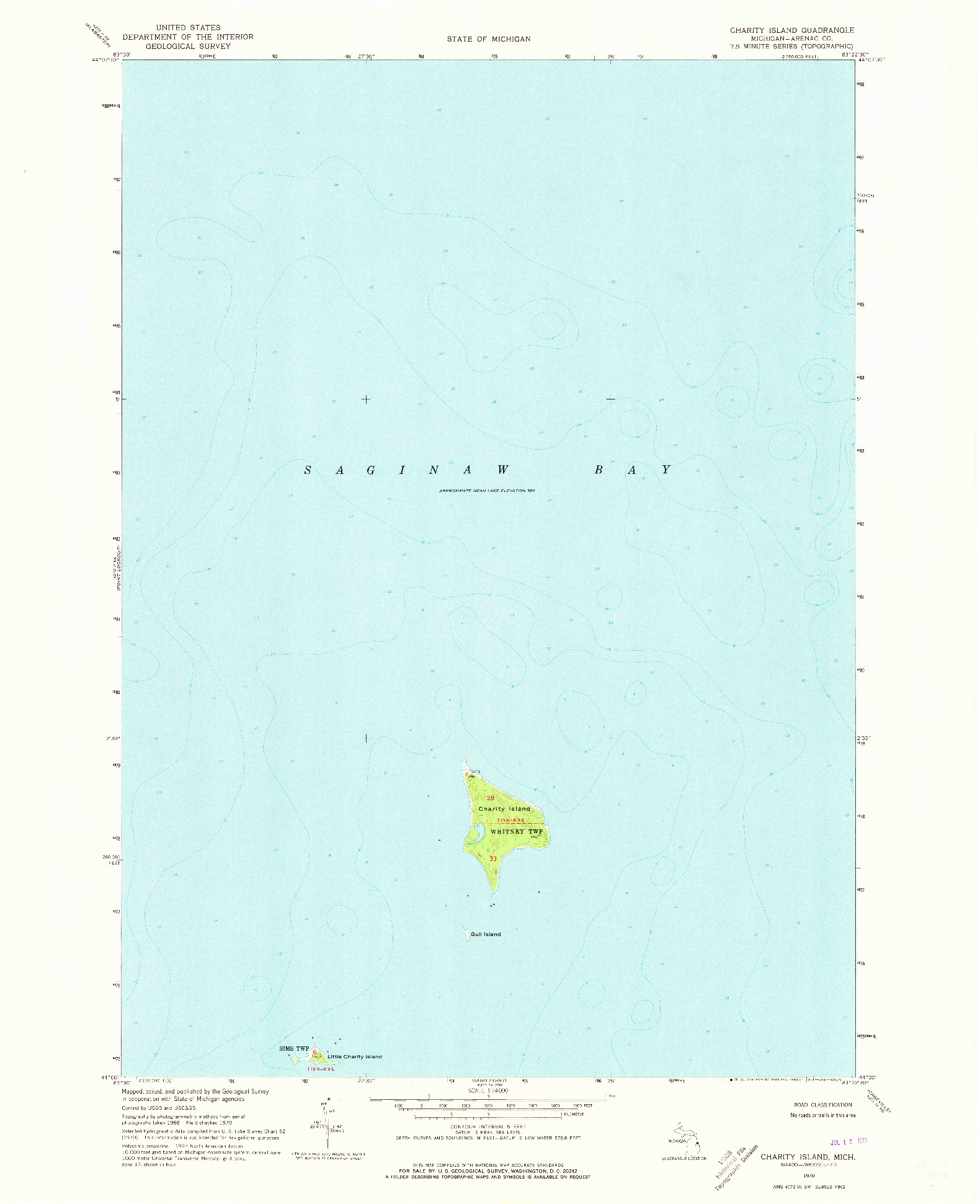 USGS 1:24000-SCALE QUADRANGLE FOR CHARITY ISLAND, MI 1970