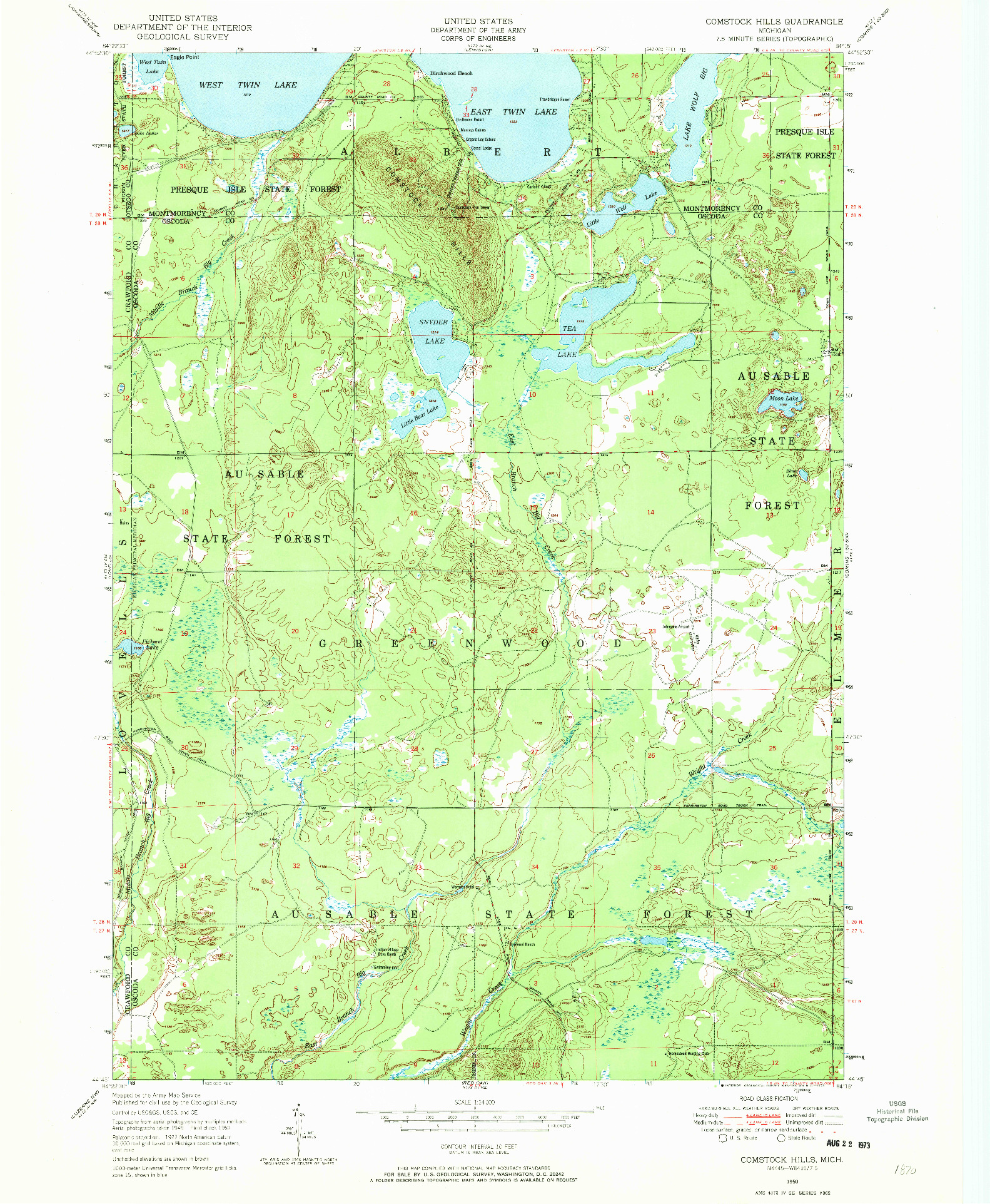 USGS 1:24000-SCALE QUADRANGLE FOR COMSTOCK HILLS, MI 1950