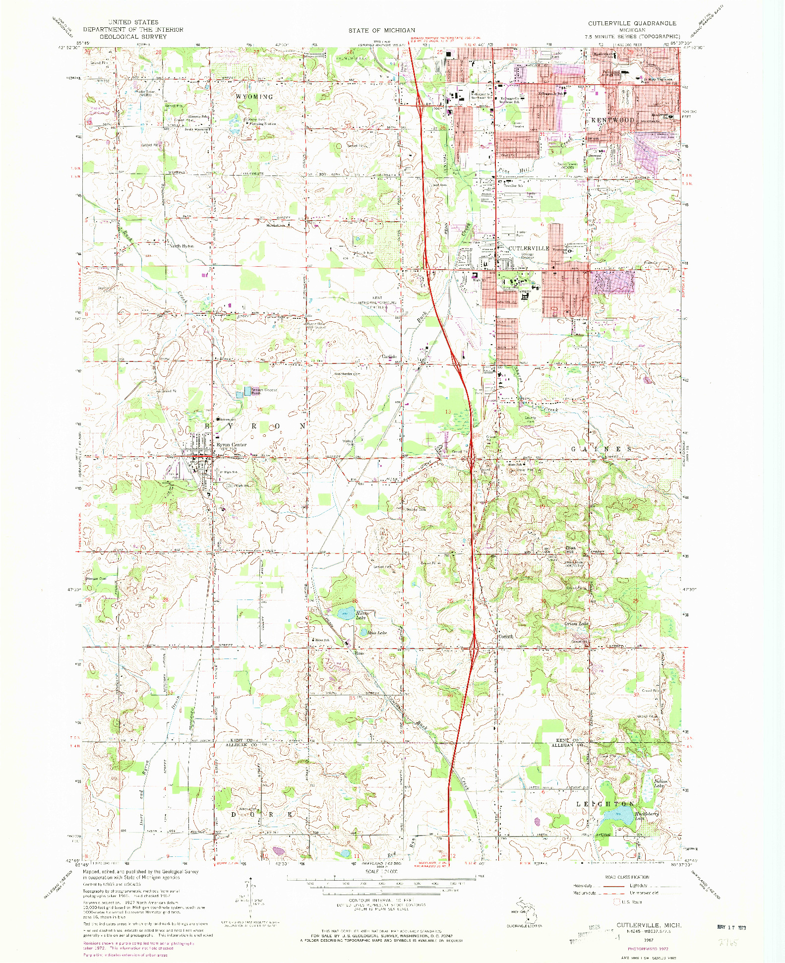 USGS 1:24000-SCALE QUADRANGLE FOR CUTLERVILLE, MI 1967