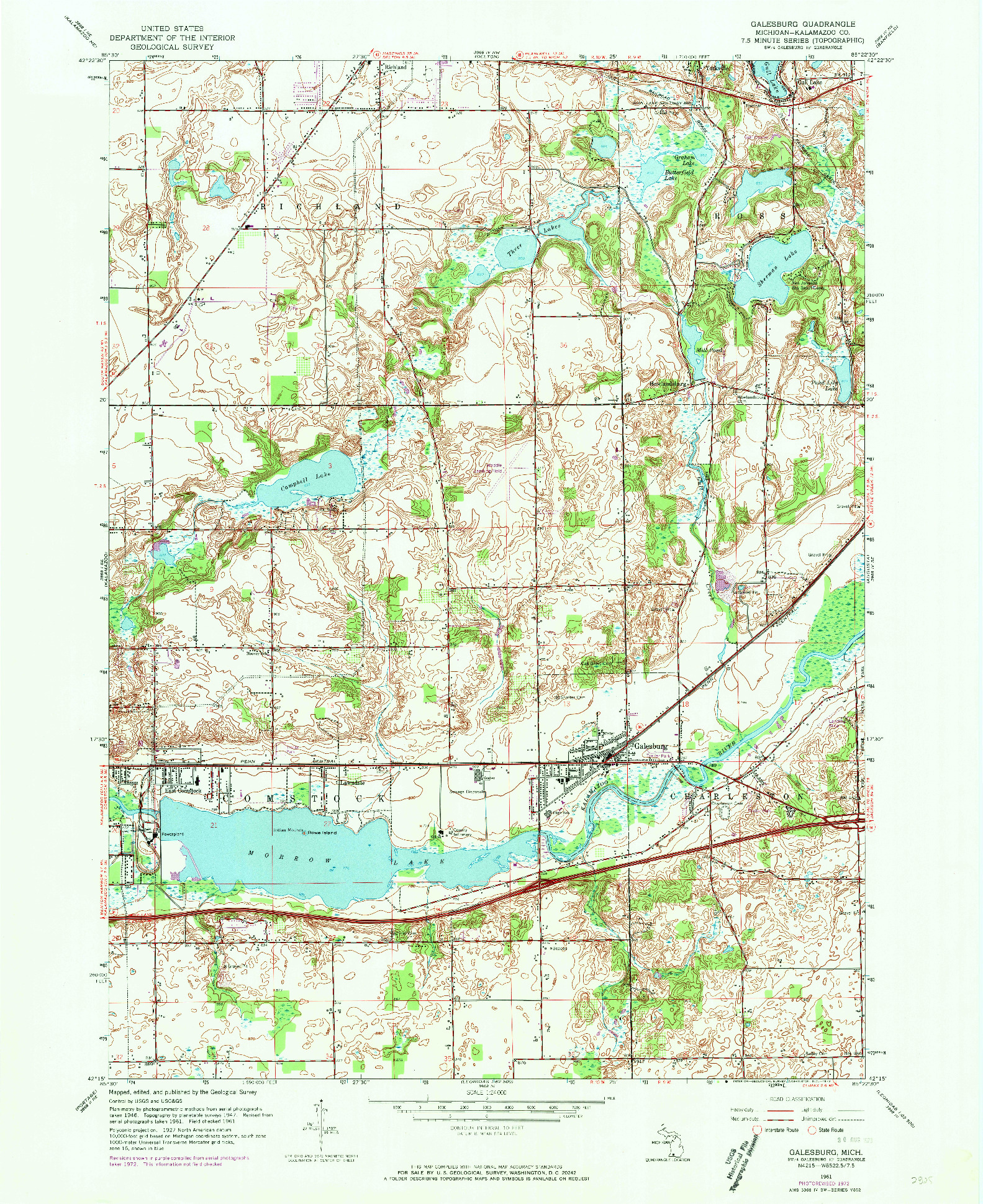 USGS 1:24000-SCALE QUADRANGLE FOR GALESBURG, MI 1961