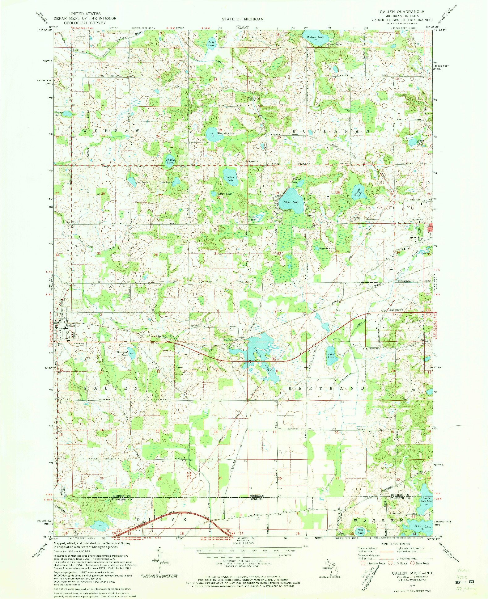 USGS 1:24000-SCALE QUADRANGLE FOR GALIEN, MI 1971