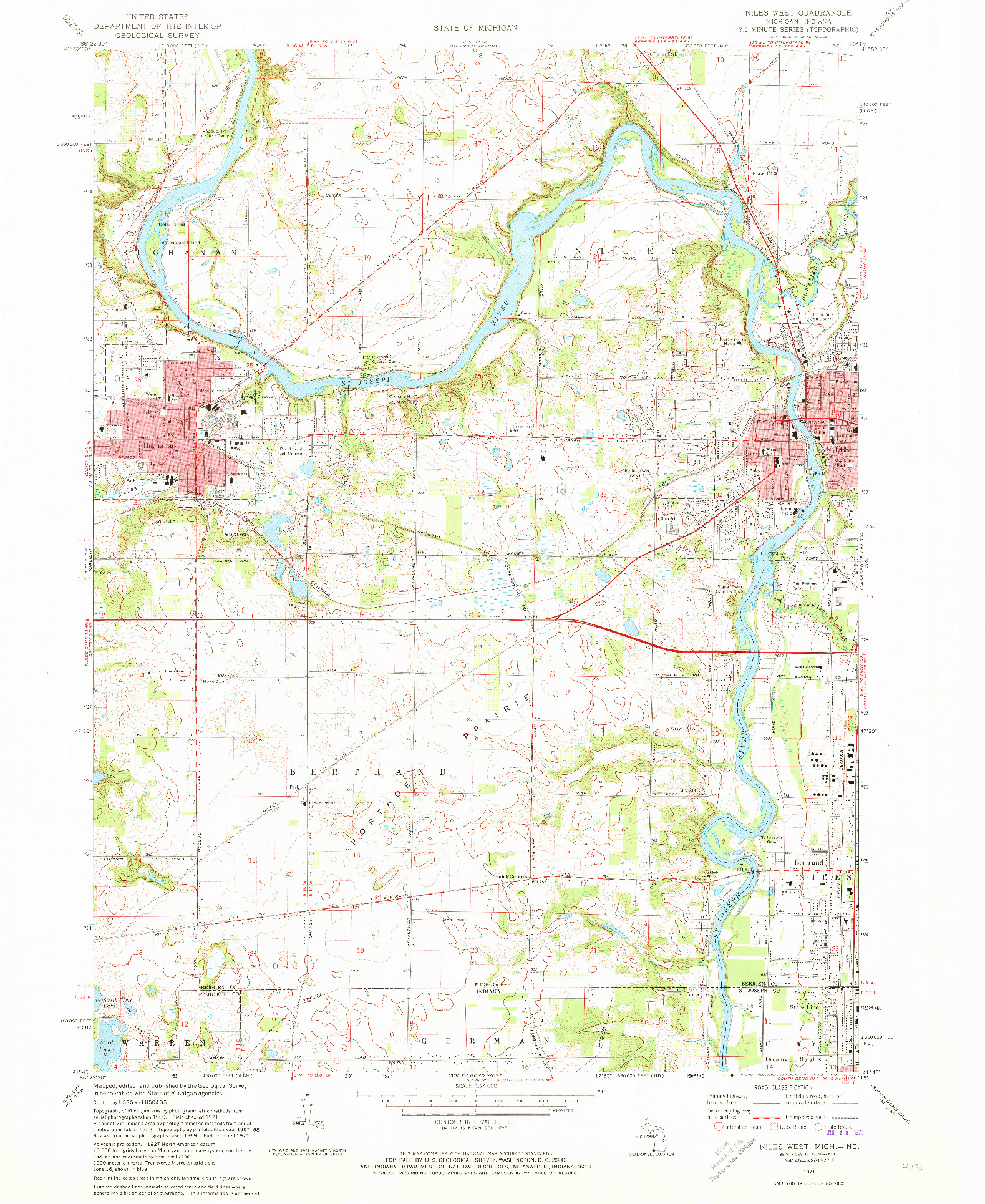 USGS 1:24000-SCALE QUADRANGLE FOR NILES WEST, MI 1971