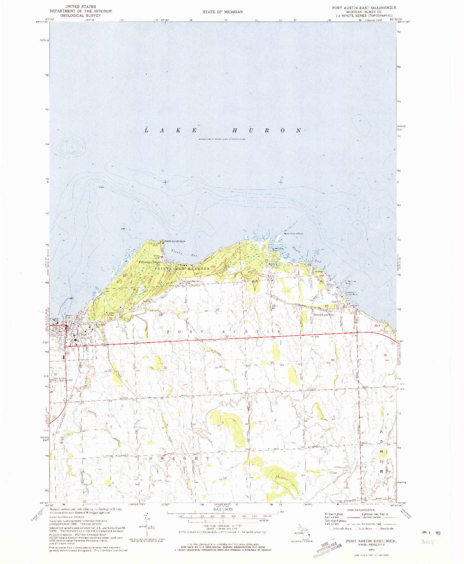 USGS 1:24000-SCALE QUADRANGLE FOR PORT AUSTIN EAST, MI 1970