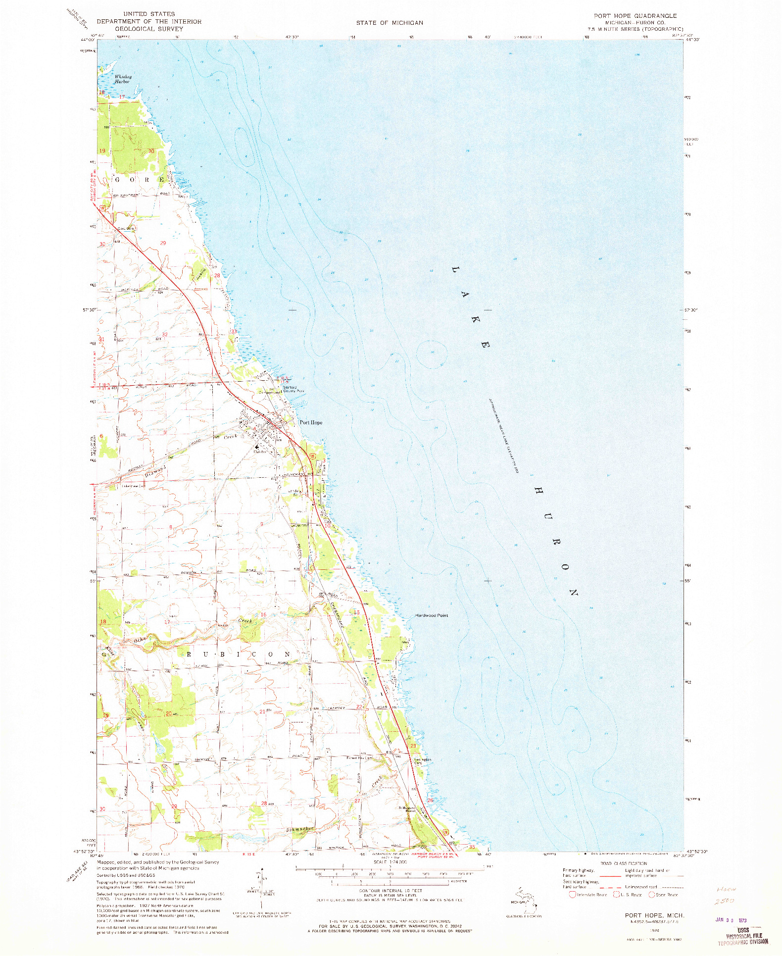 USGS 1:24000-SCALE QUADRANGLE FOR PORT HOPE, MI 1970