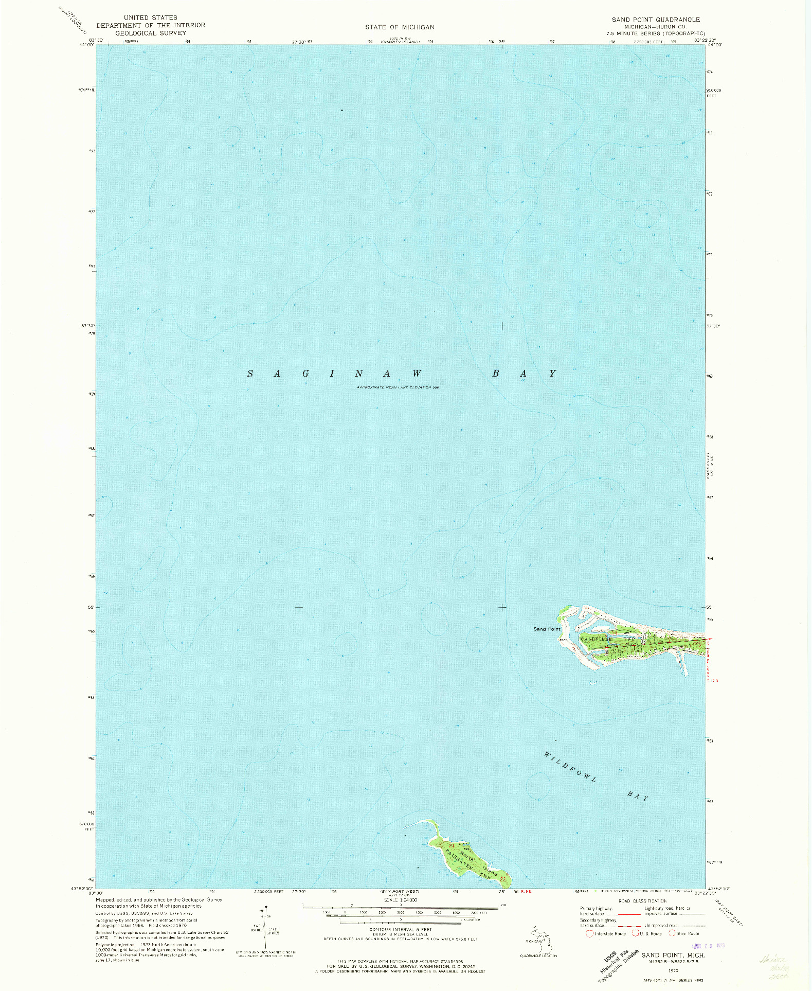 USGS 1:24000-SCALE QUADRANGLE FOR SAND POINT, MI 1970