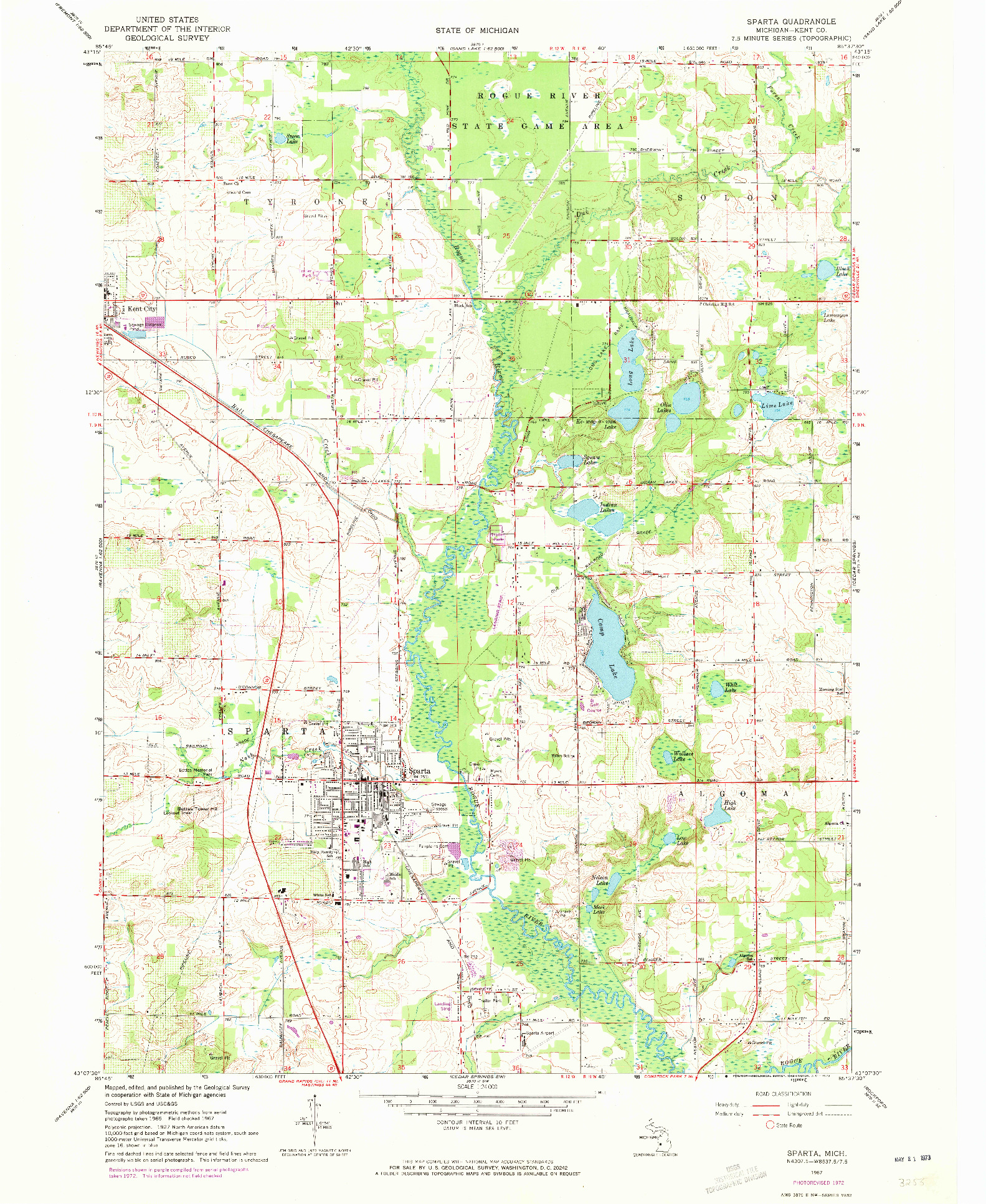 USGS 1:24000-SCALE QUADRANGLE FOR SPARTA, MI 1967