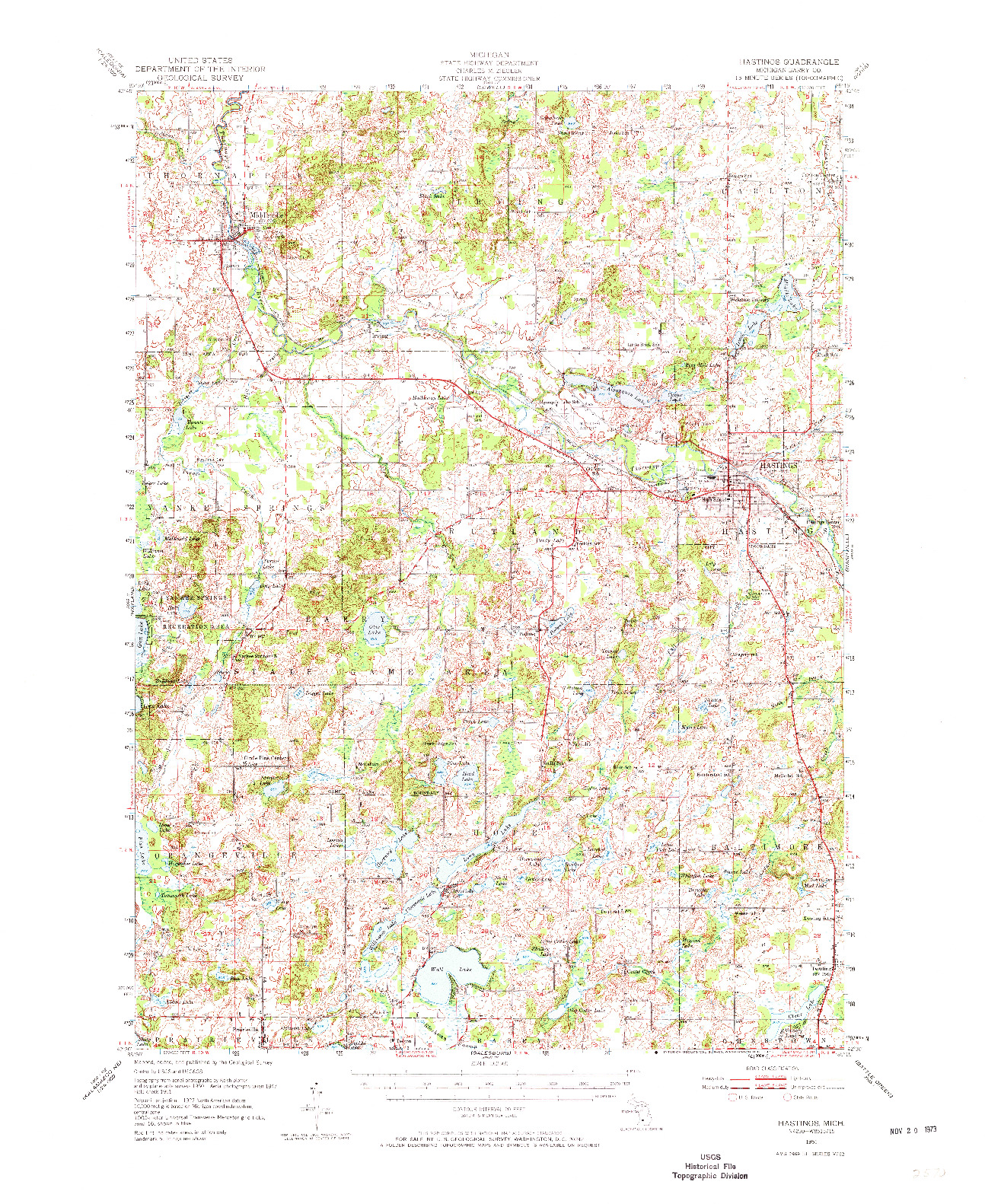 USGS 1:62500-SCALE QUADRANGLE FOR HASTINGS, MI 1951