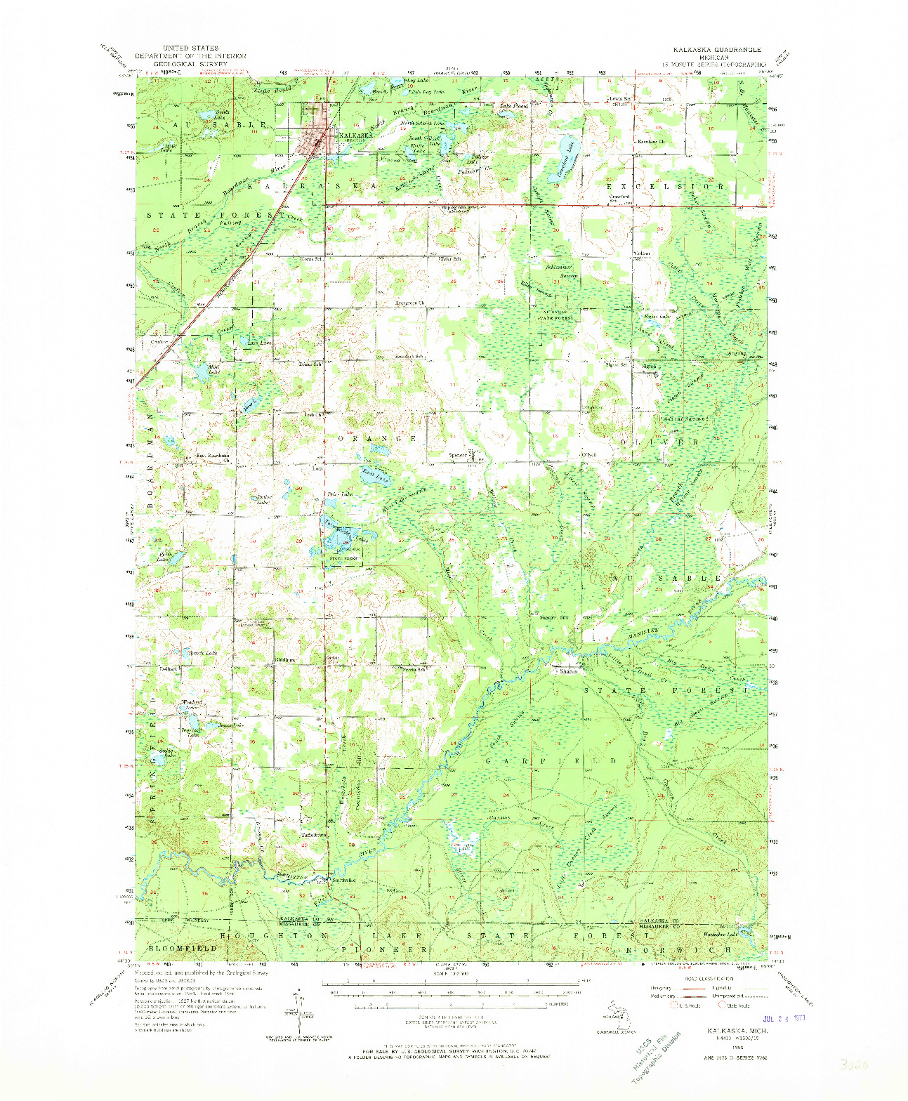 USGS 1:62500-SCALE QUADRANGLE FOR KALKASKA, MI 1956