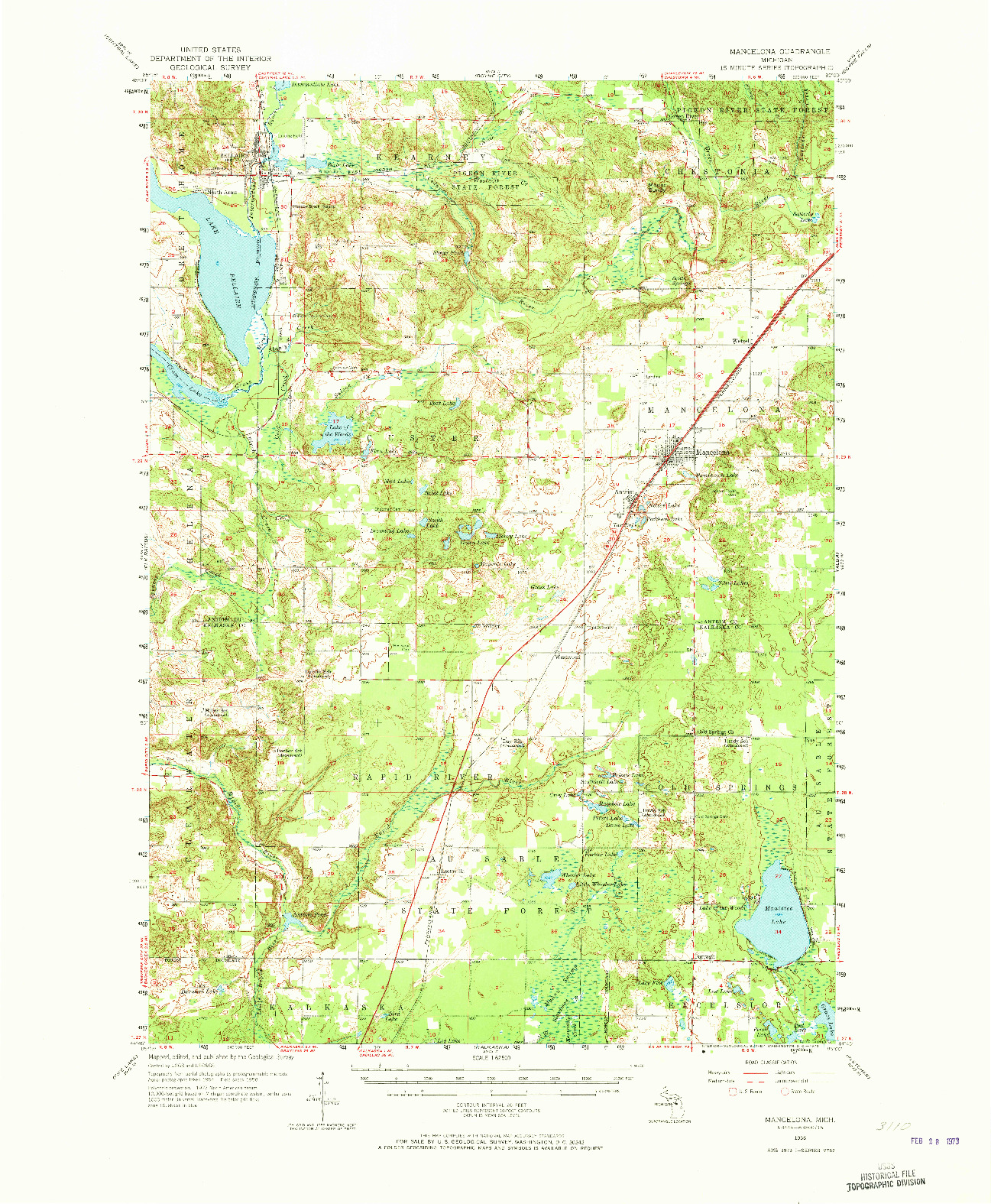 USGS 1:62500-SCALE QUADRANGLE FOR MANCELONA, MI 1956