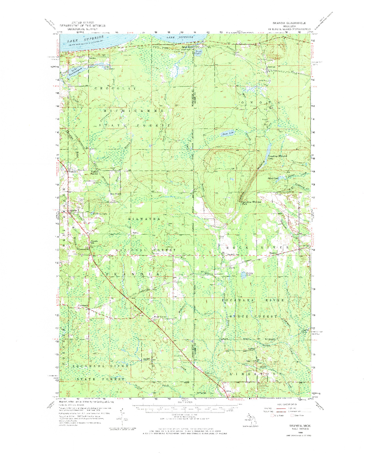 USGS 1:62500-SCALE QUADRANGLE FOR SKANDIA, MI 1958