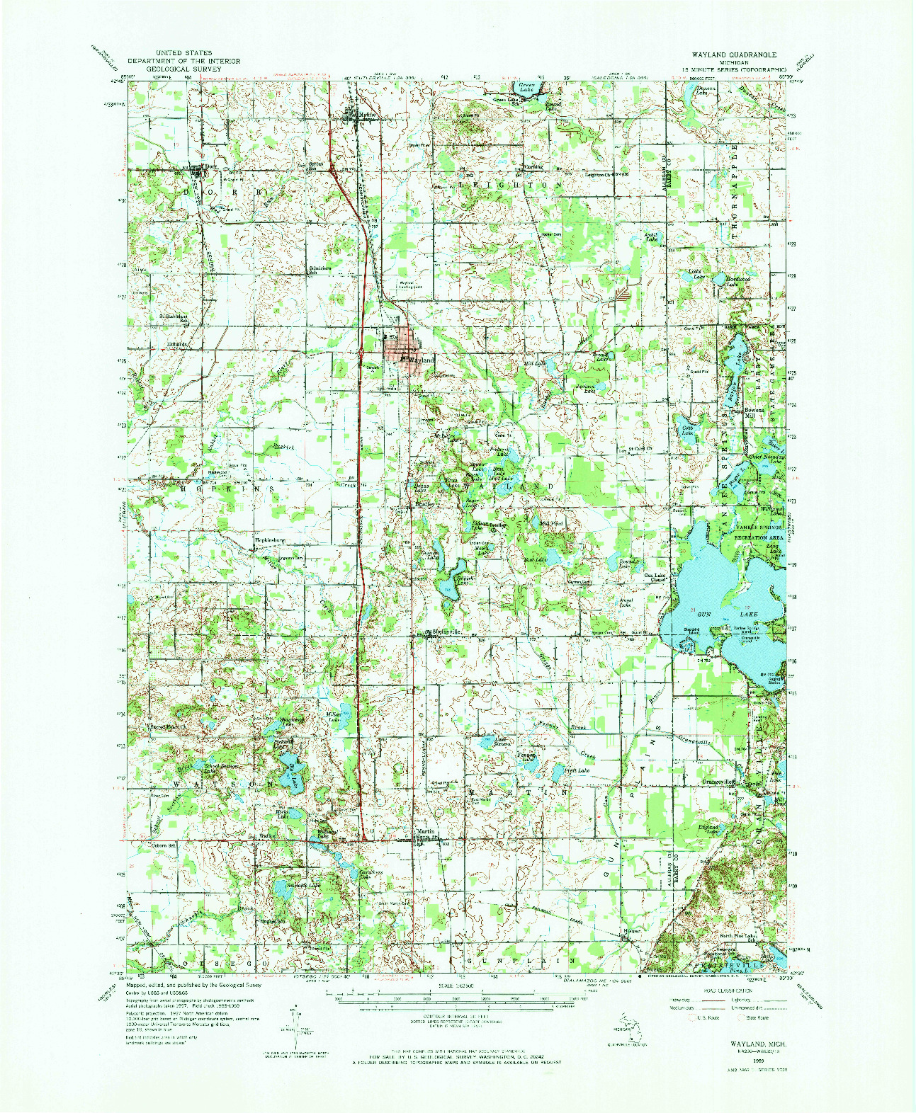 USGS 1:62500-SCALE QUADRANGLE FOR WAYLAND, MI 1959