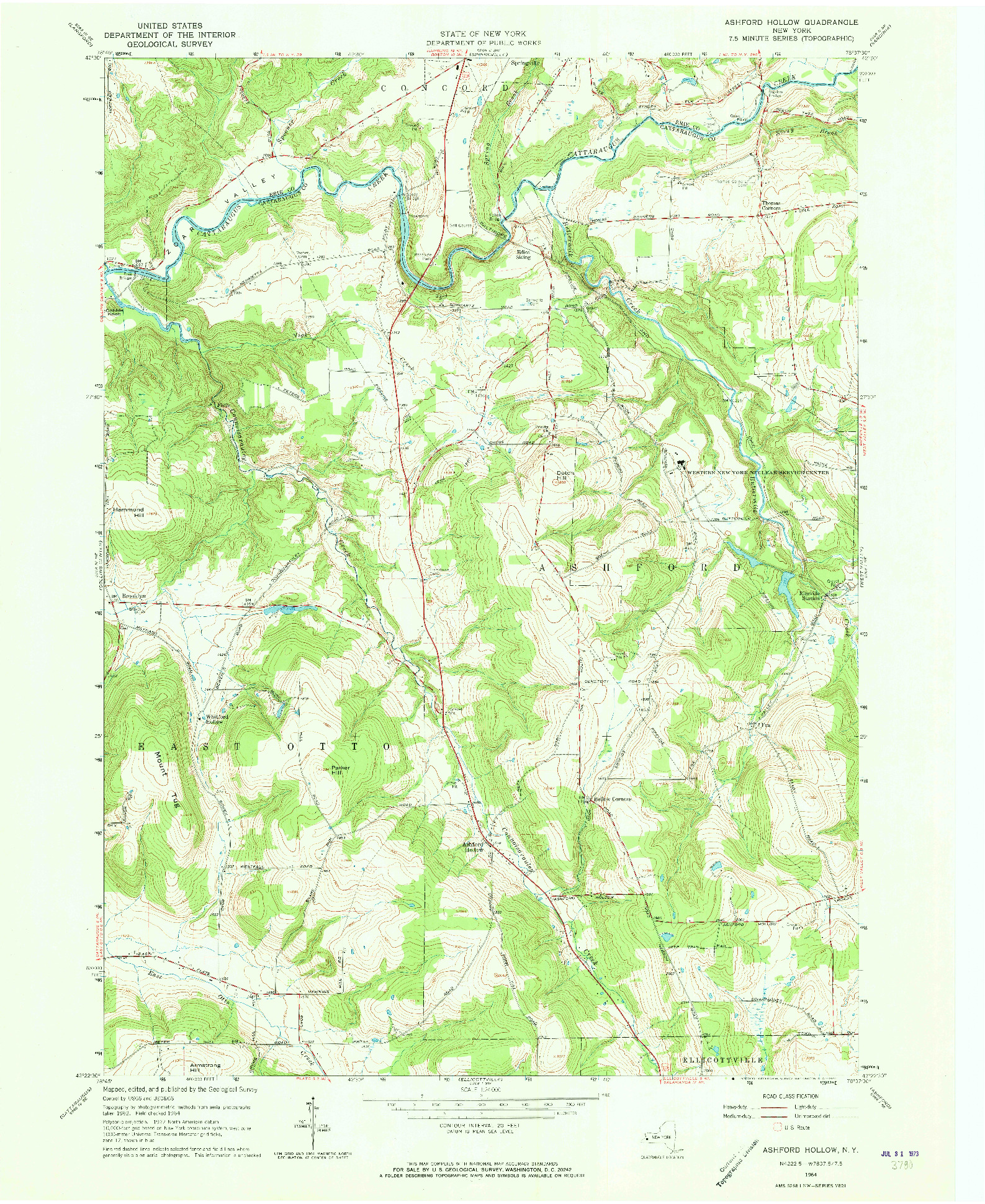 USGS 1:24000-SCALE QUADRANGLE FOR ASHFORD HOLLOW, NY 1964