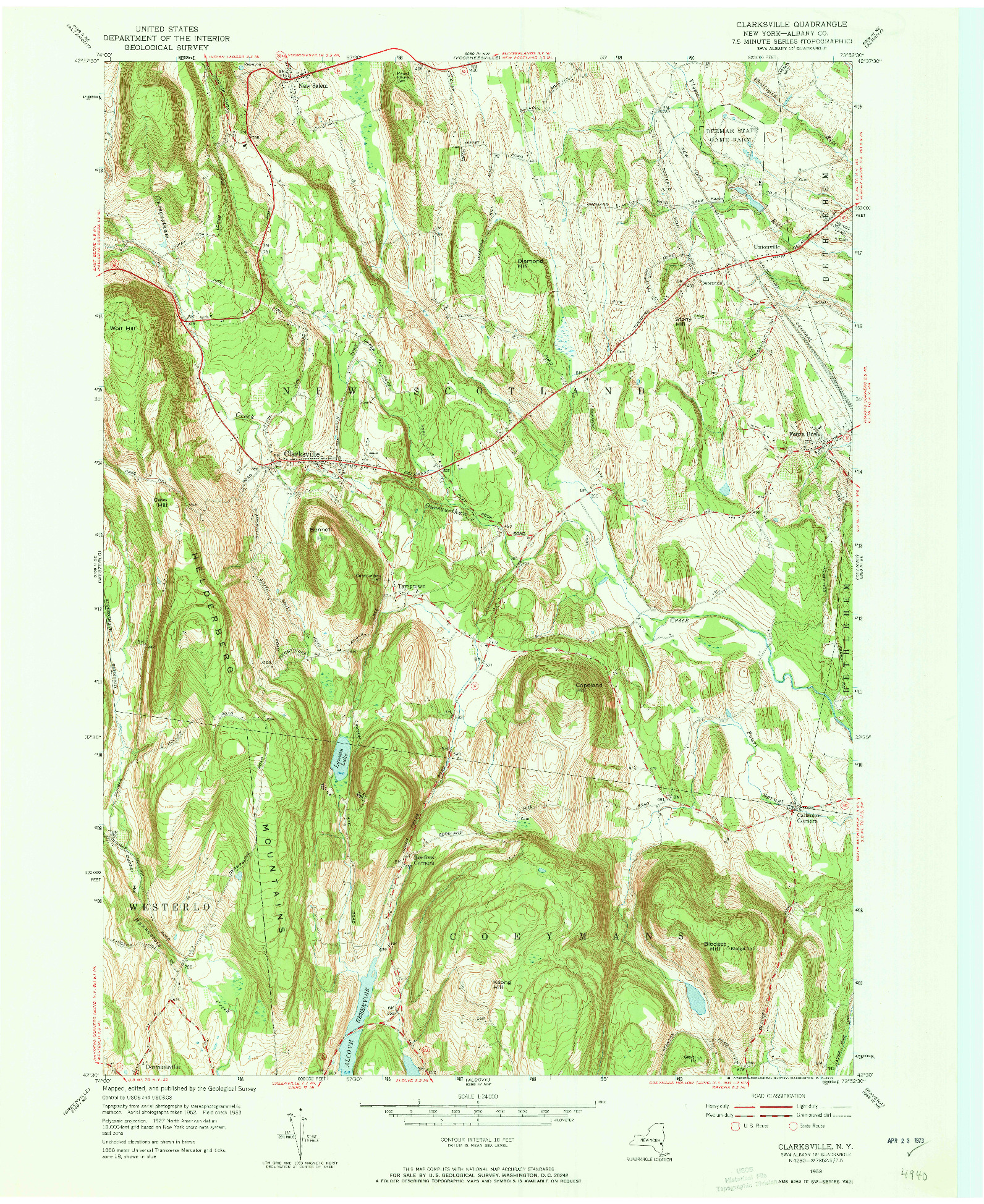 USGS 1:24000-SCALE QUADRANGLE FOR CLARKSVILLE, NY 1953