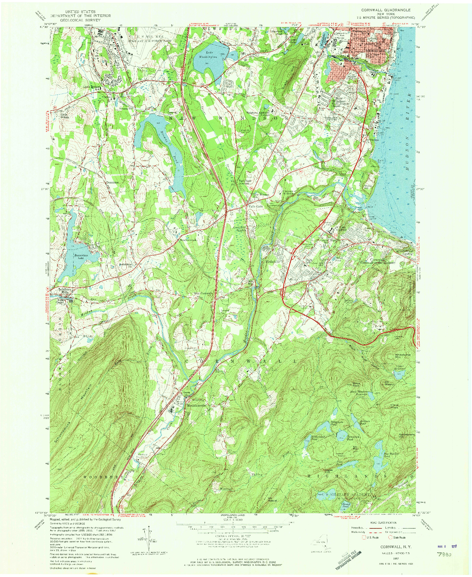 USGS 1:24000-SCALE QUADRANGLE FOR CORNWALL, NY 1957