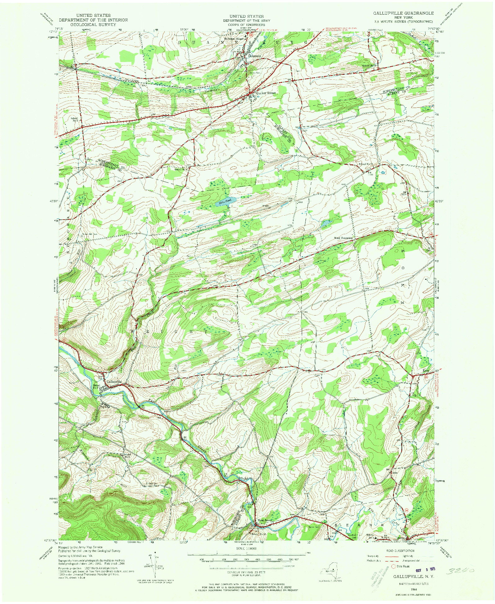 USGS 1:24000-SCALE QUADRANGLE FOR GALLUPVILLE, NY 1944