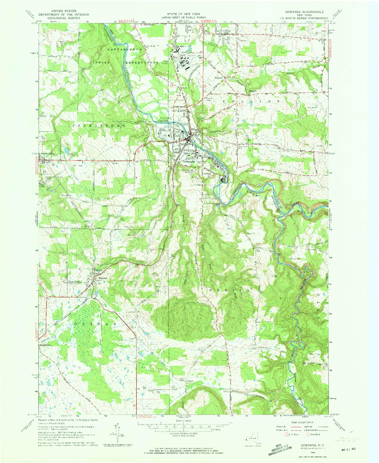 USGS 1:24000-SCALE QUADRANGLE FOR GOWANDA, NY 1963