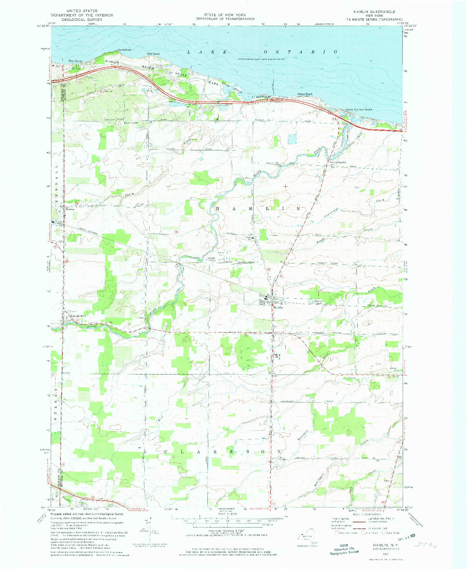 USGS 1:24000-SCALE QUADRANGLE FOR HAMLIN, NY 1971