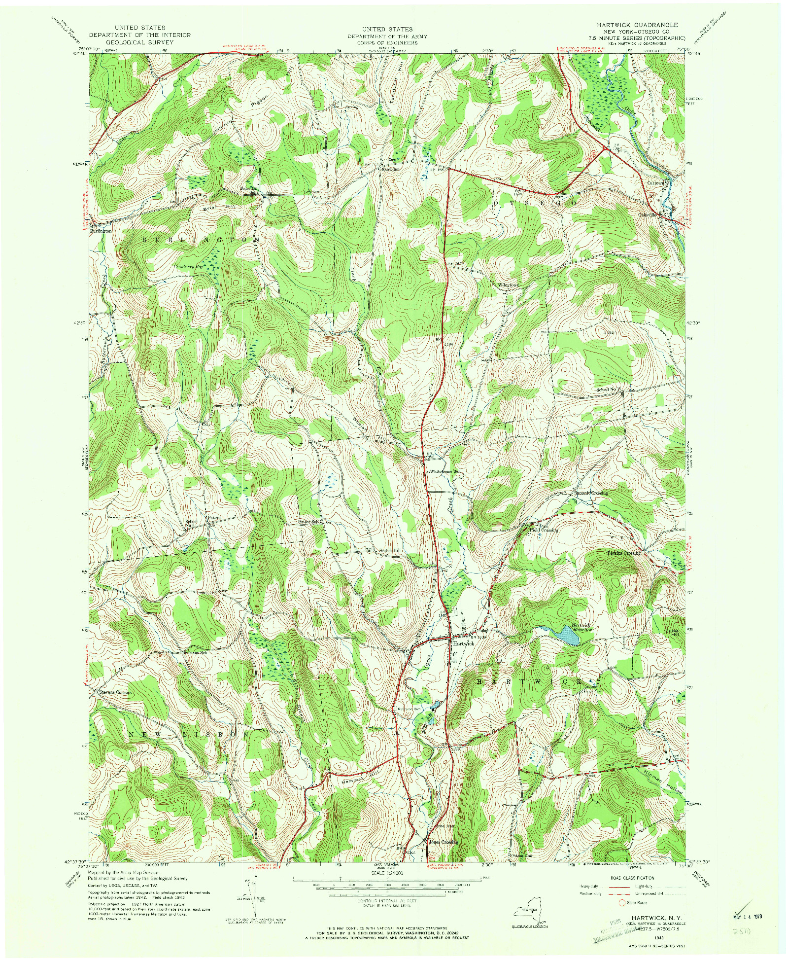 USGS 1:24000-SCALE QUADRANGLE FOR HARTWICK, NY 1943