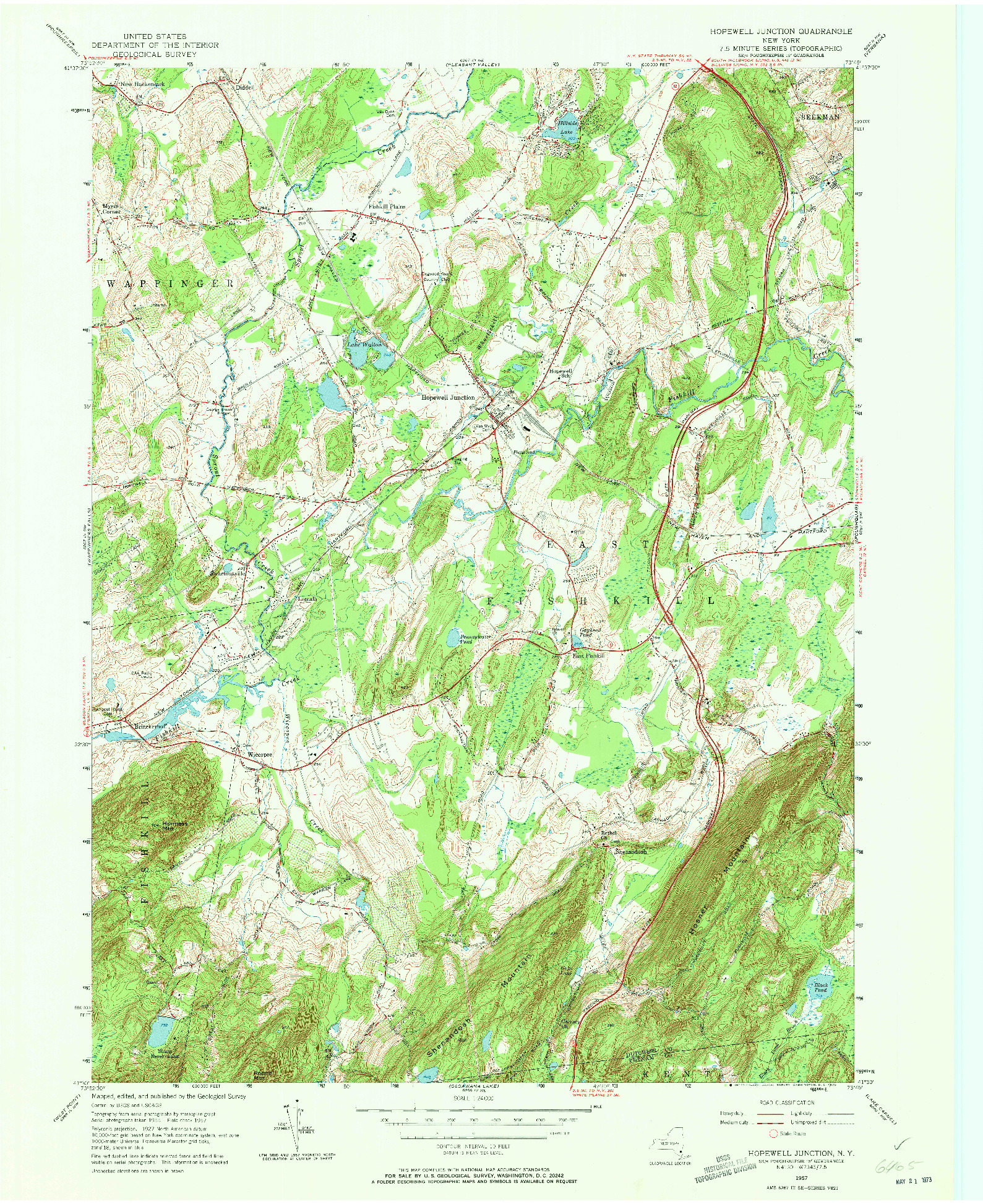 USGS 1:24000-SCALE QUADRANGLE FOR HOPEWELL JUNCTION, NY 1957