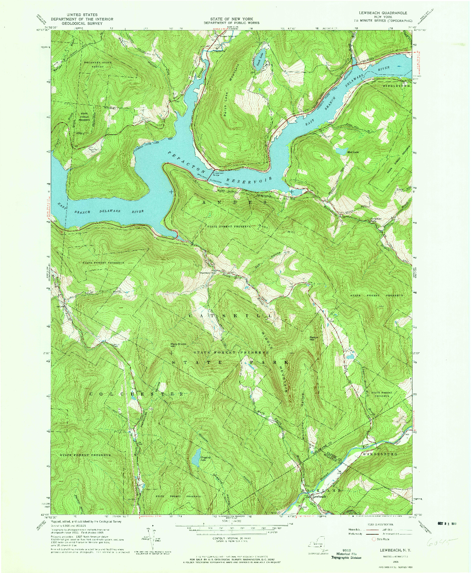 USGS 1:24000-SCALE QUADRANGLE FOR LEWBEACH, NY 1965