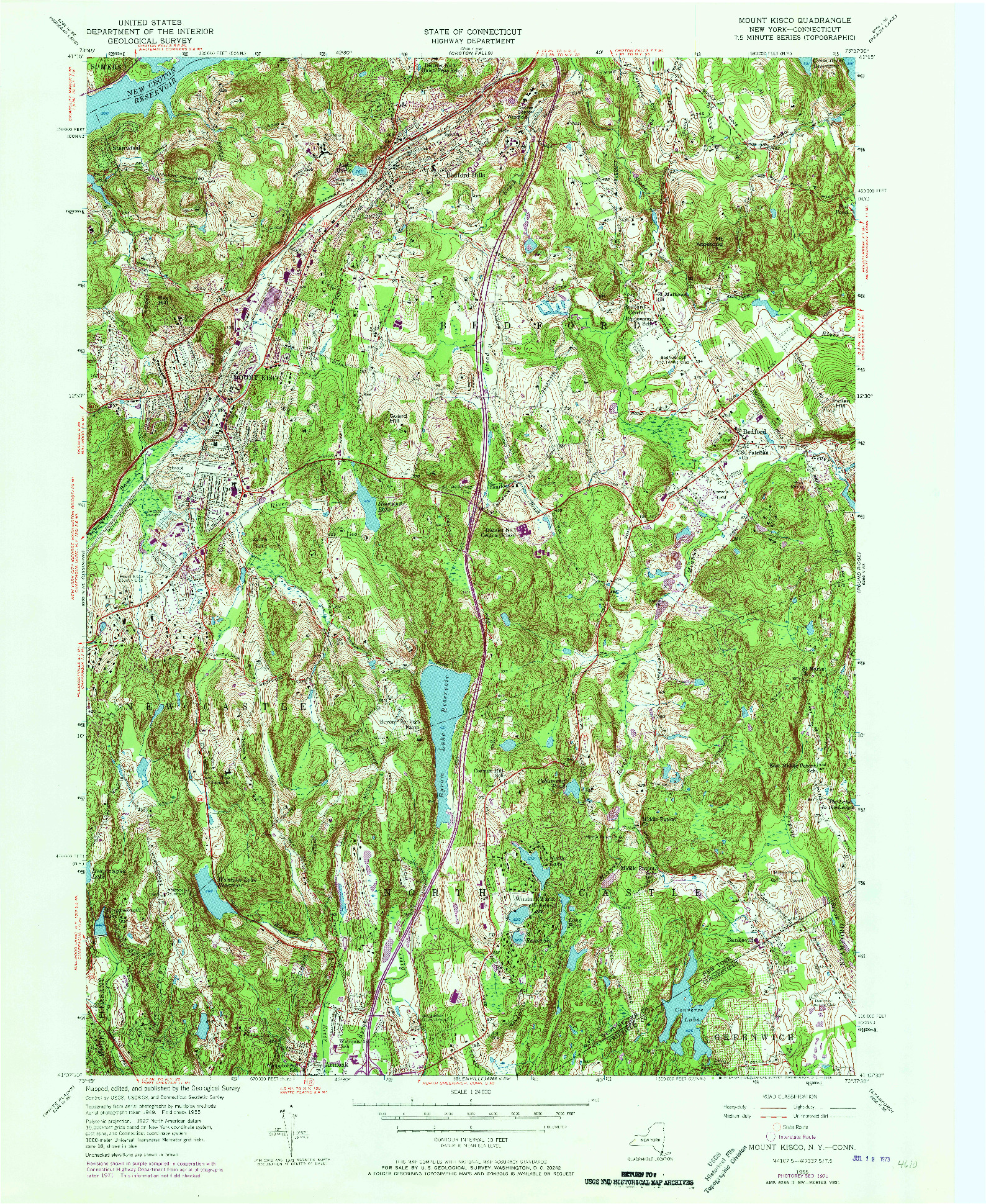 USGS 1:24000-SCALE QUADRANGLE FOR MOUNT KISCO, NY 1955