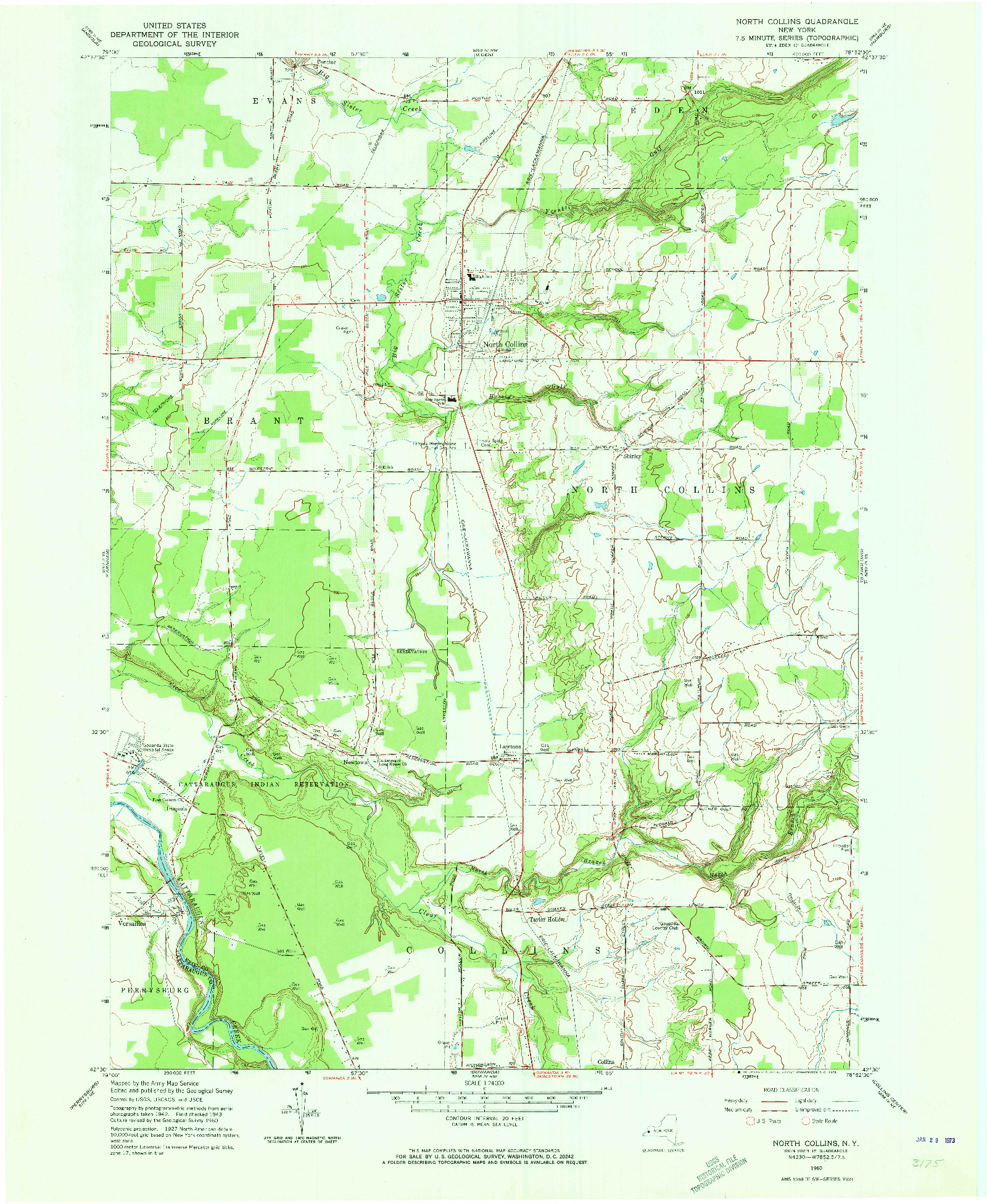 USGS 1:24000-SCALE QUADRANGLE FOR NORTH COLLINS, NY 1960