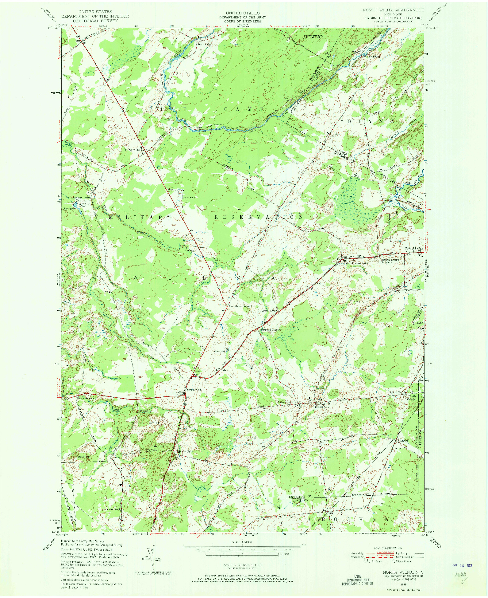 USGS 1:24000-SCALE QUADRANGLE FOR NORTH WILNA, NY 1949