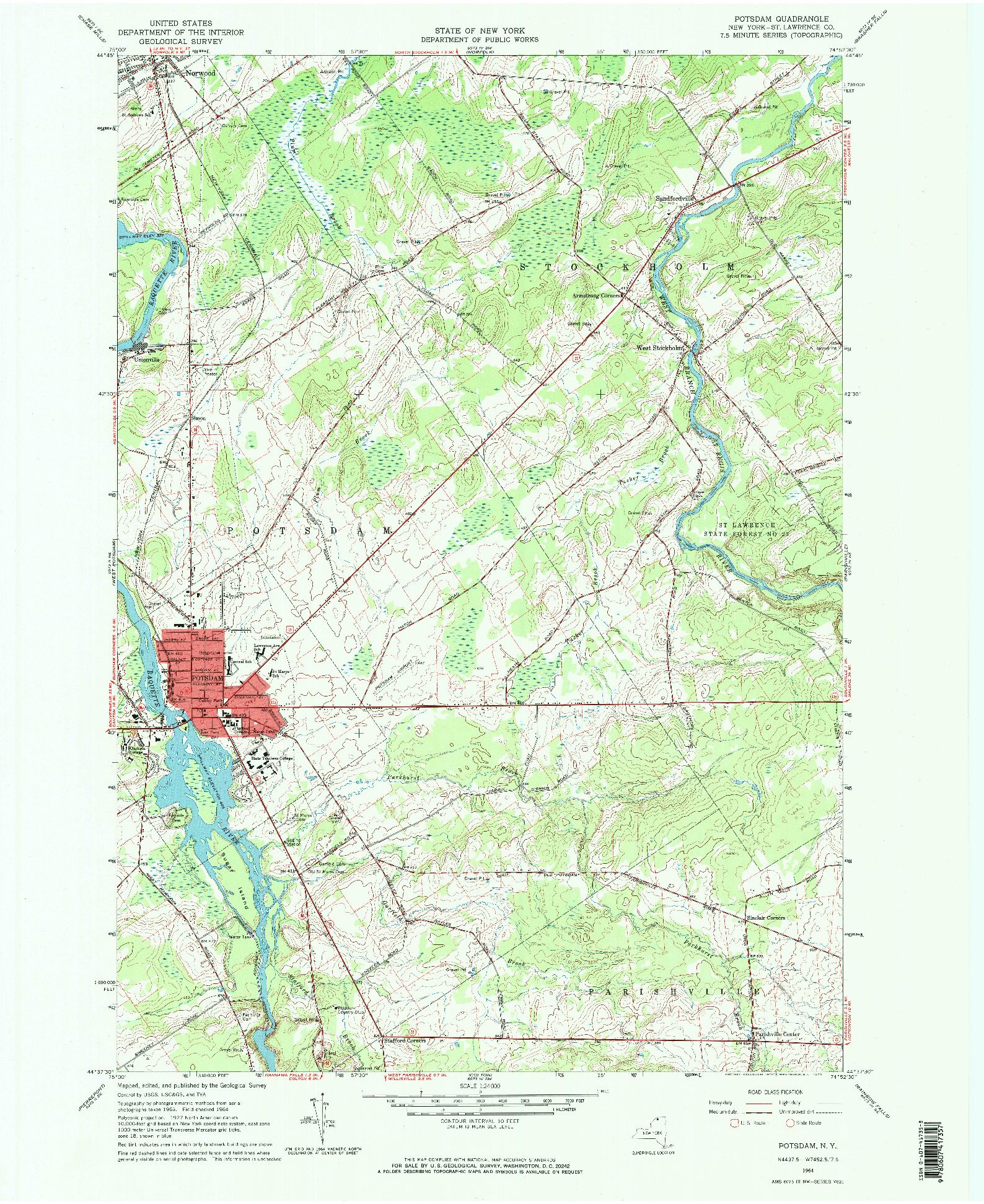 USGS 1:24000-SCALE QUADRANGLE FOR POTSDAM, NY 1964