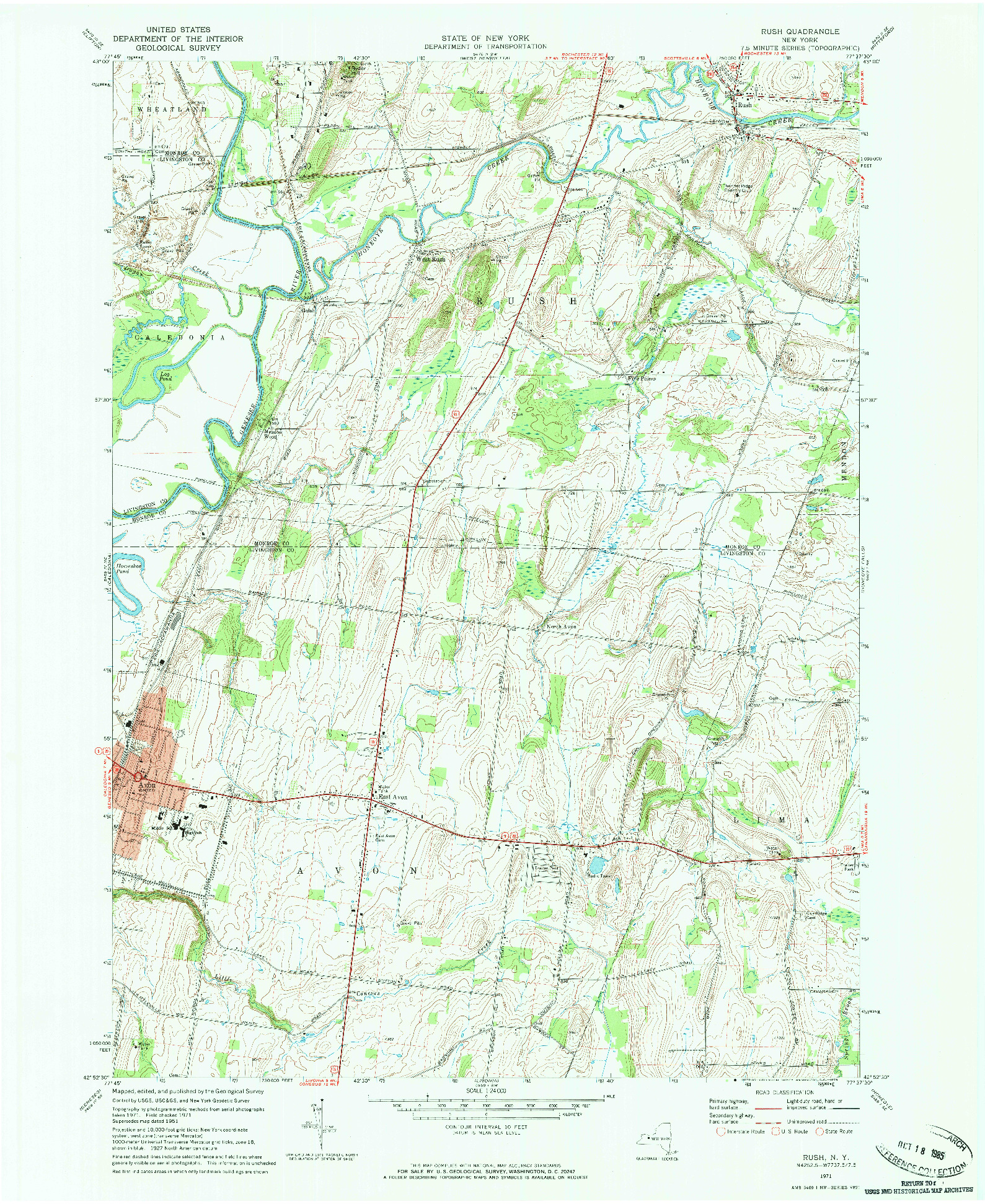 USGS 1:24000-SCALE QUADRANGLE FOR RUSH, NY 1971