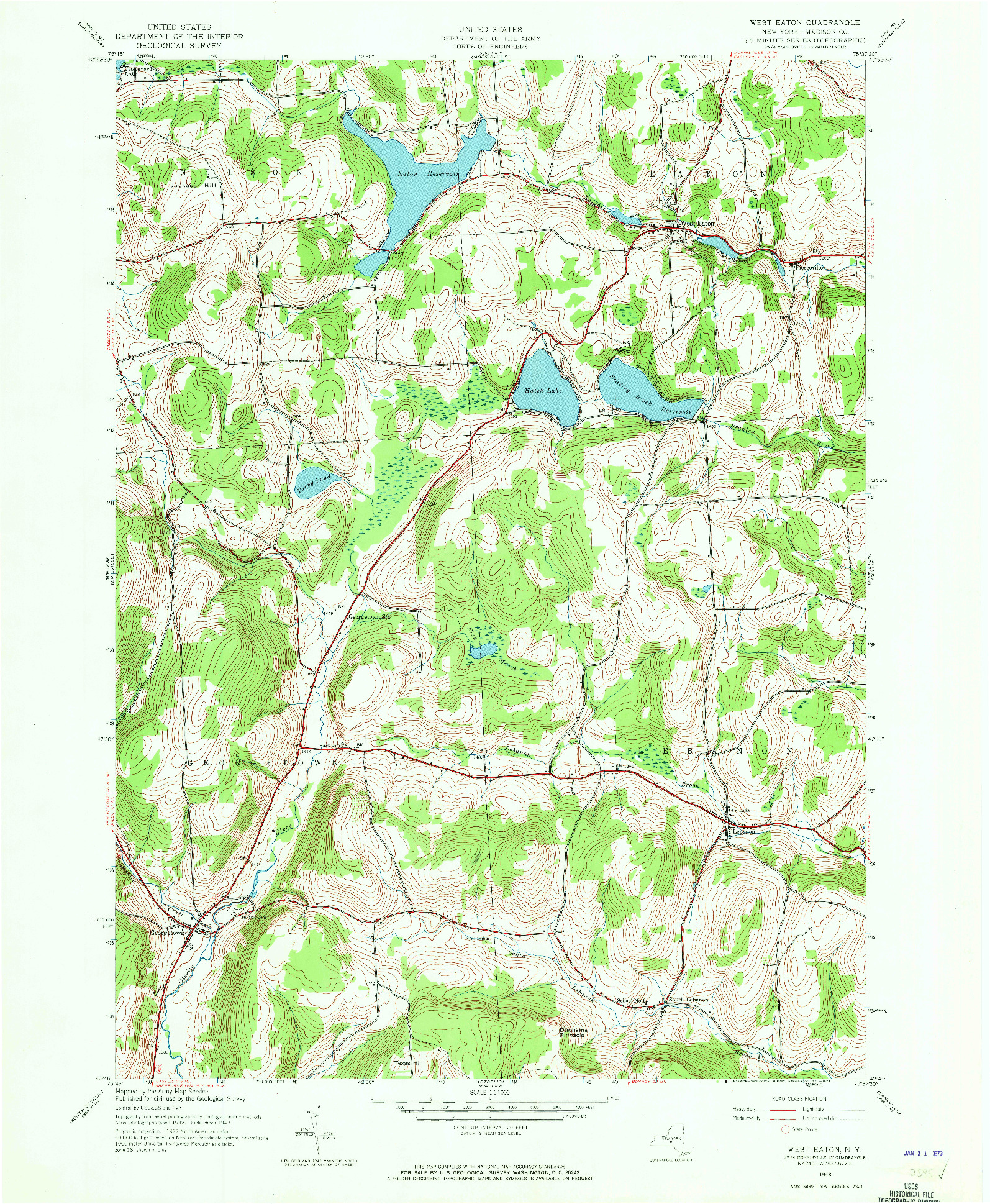 USGS 1:24000-SCALE QUADRANGLE FOR WEST EATON, NY 1943