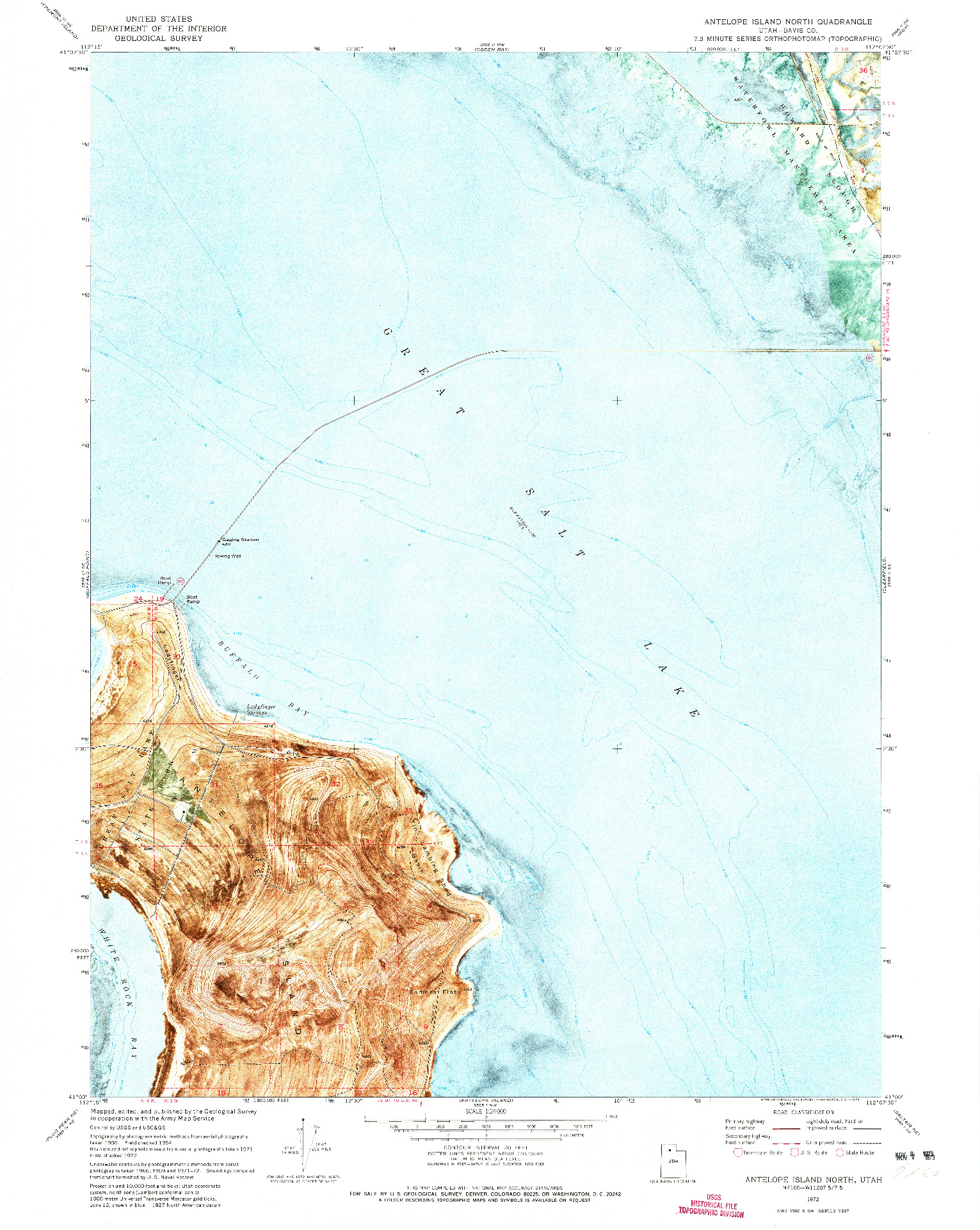 USGS 1:24000-SCALE QUADRANGLE FOR ANTELOPE ISLAND NORTH, UT 1972