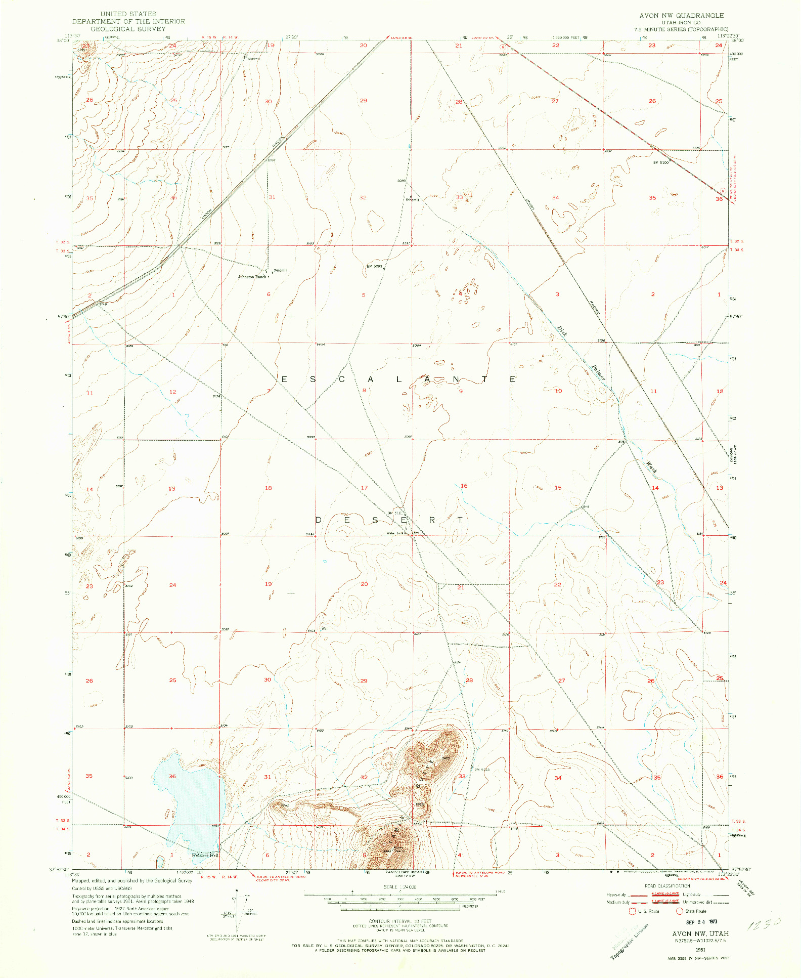USGS 1:24000-SCALE QUADRANGLE FOR AVON NW, UT 1951