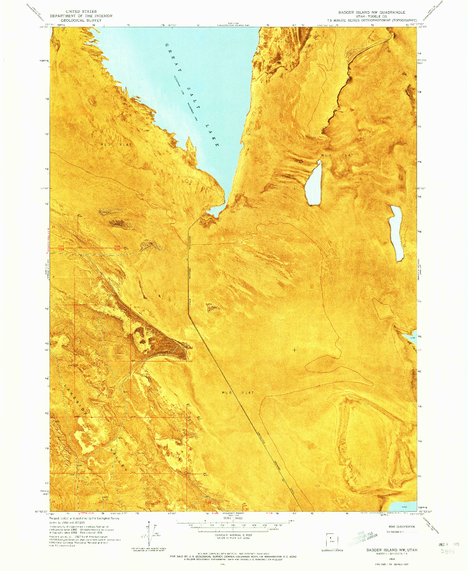 USGS 1:24000-SCALE QUADRANGLE FOR BADGER ISLAND NW, UT 1968