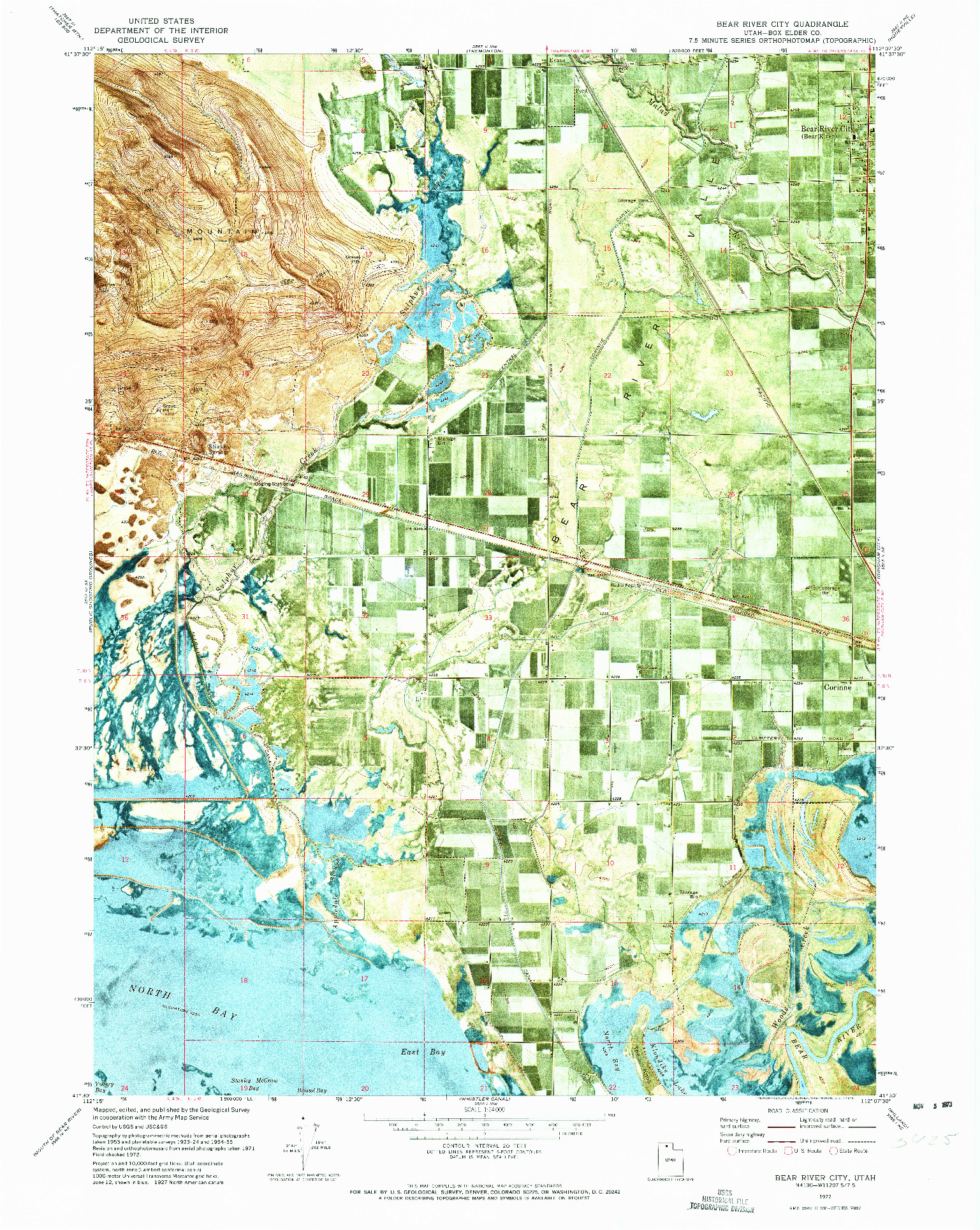 USGS 1:24000-SCALE QUADRANGLE FOR BEAR RIVER CITY, UT 1972