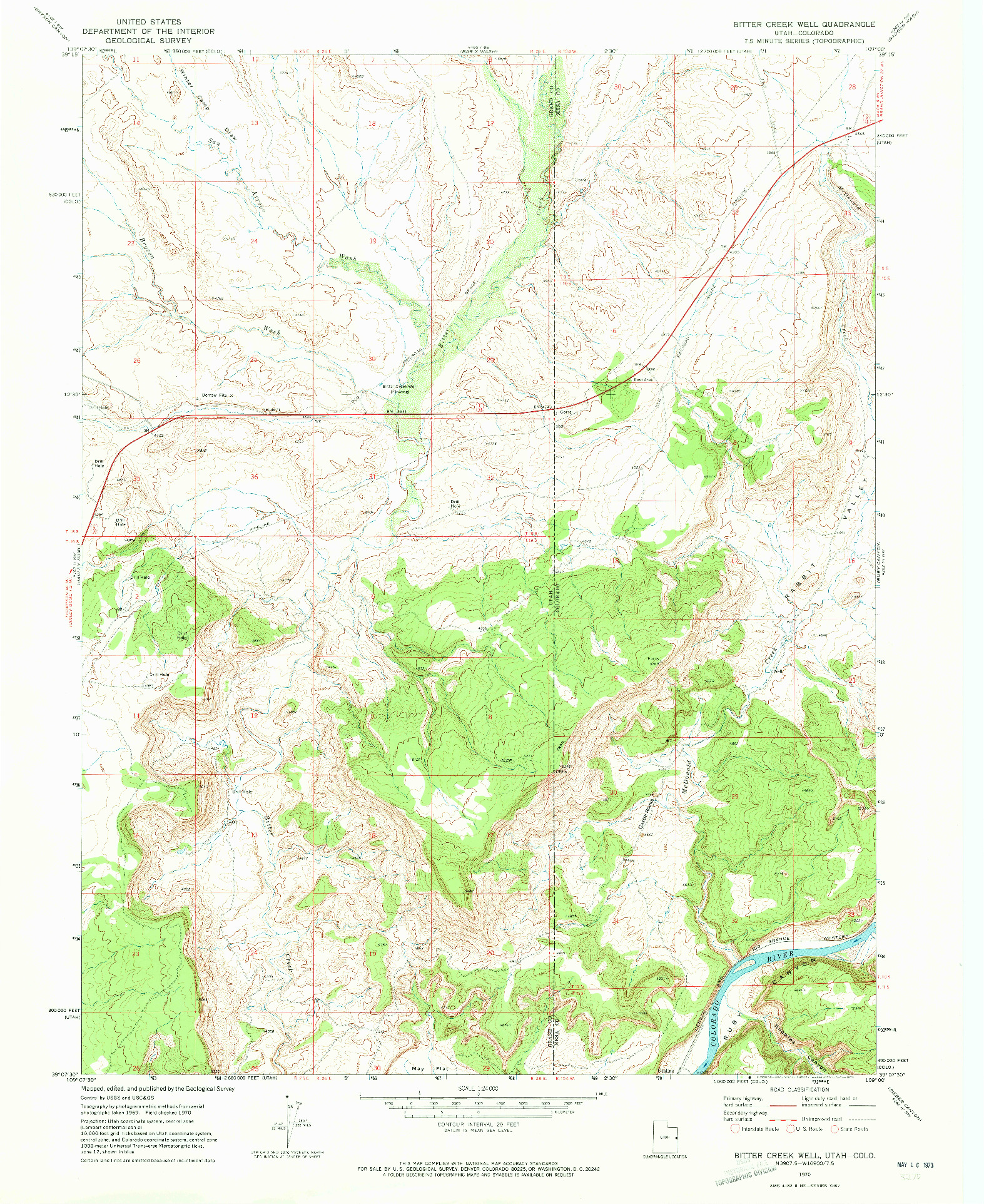 USGS 1:24000-SCALE QUADRANGLE FOR BITTER CREEK WELL, UT 1970