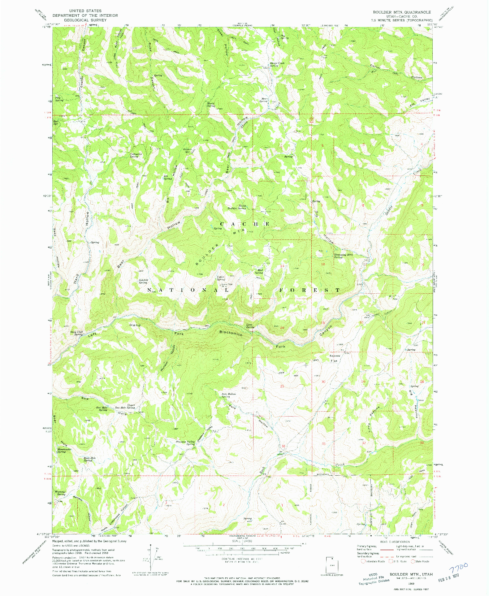 USGS 1:24000-SCALE QUADRANGLE FOR BOULDER MTN, UT 1969