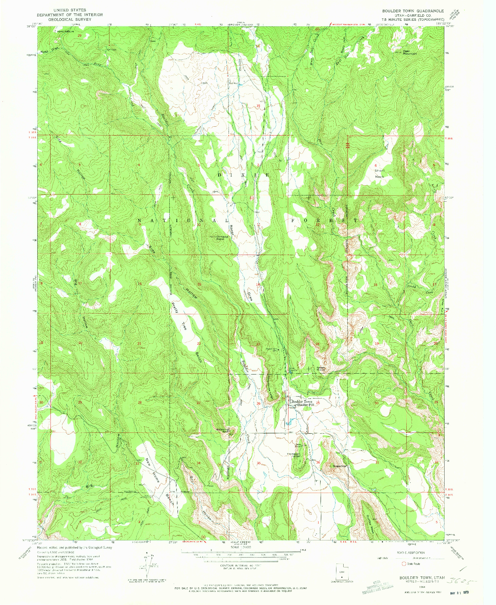 USGS 1:24000-SCALE QUADRANGLE FOR BOULDER TOWN, UT 1964