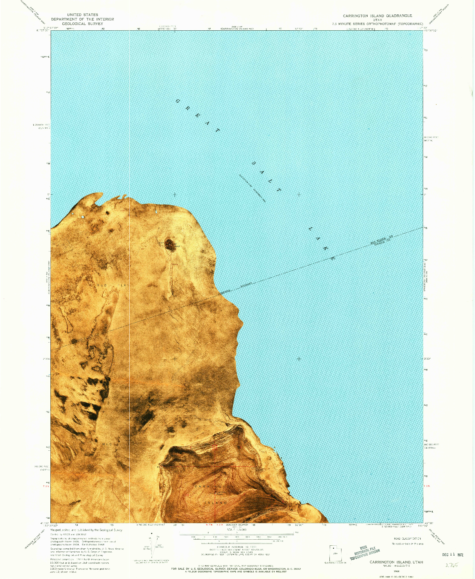 USGS 1:24000-SCALE QUADRANGLE FOR CARRINGTON ISLAND, UT 1968