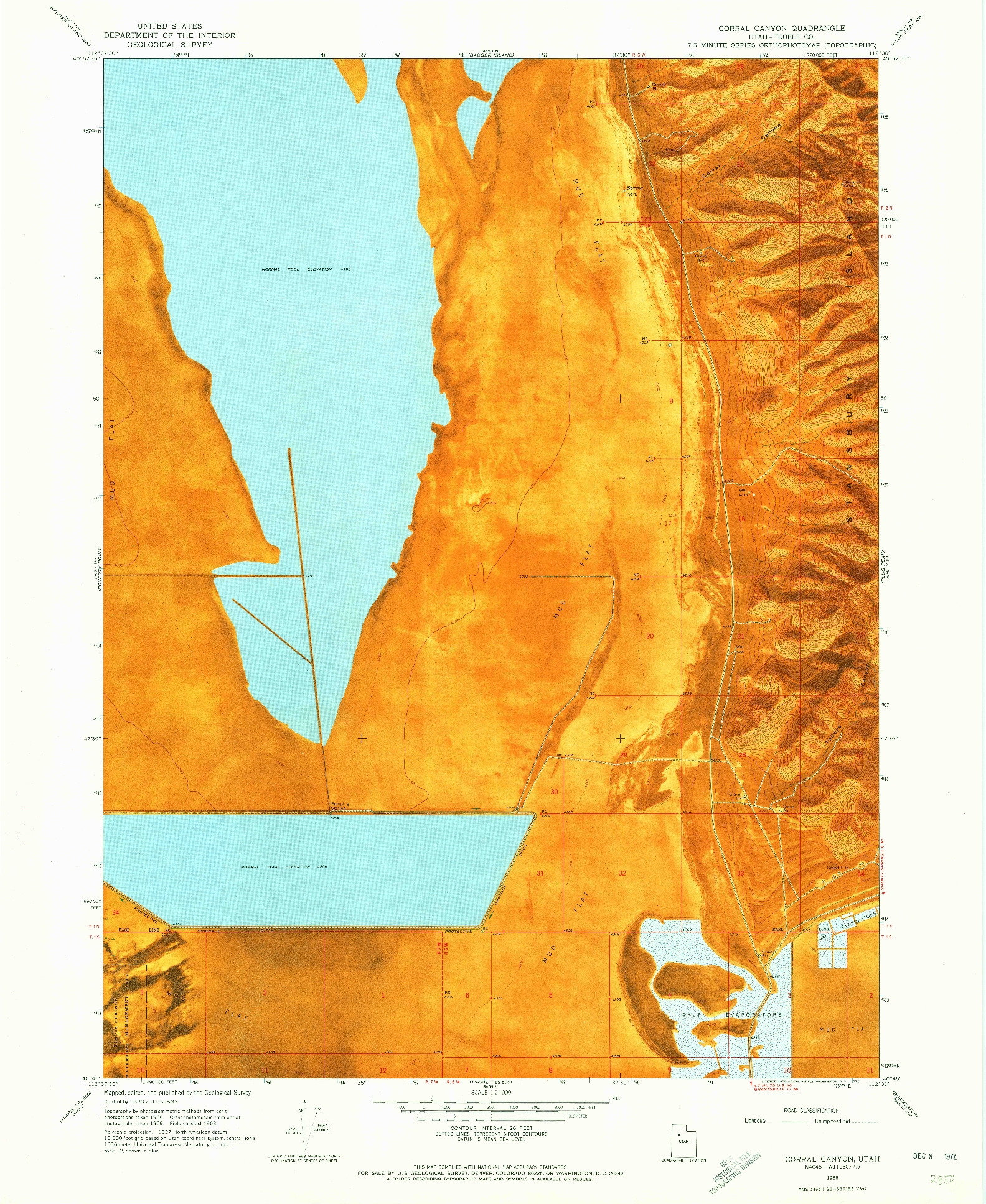 USGS 1:24000-SCALE QUADRANGLE FOR CORRAL CANYON, UT 1968