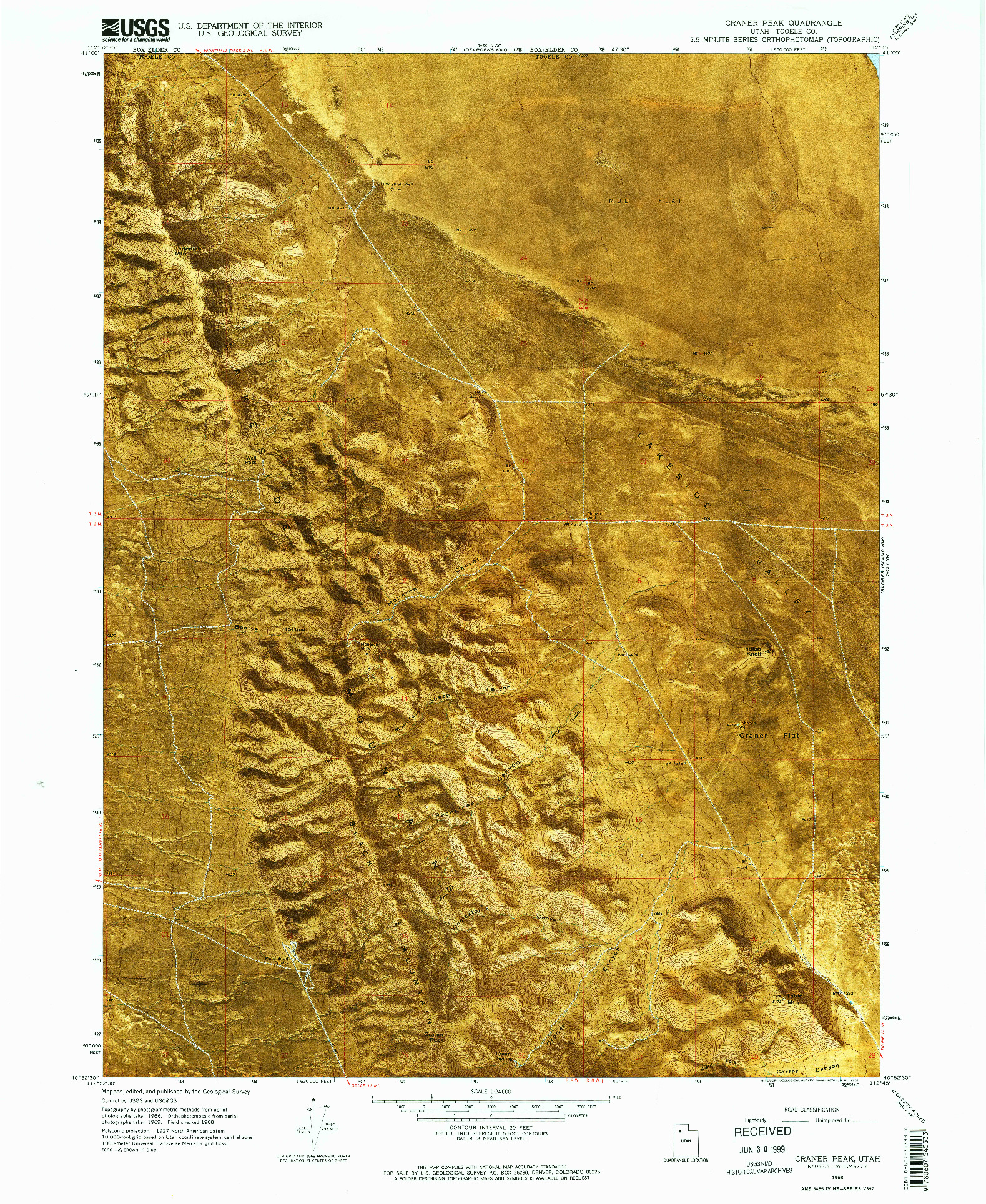 USGS 1:24000-SCALE QUADRANGLE FOR CRANER PEAK, UT 1968