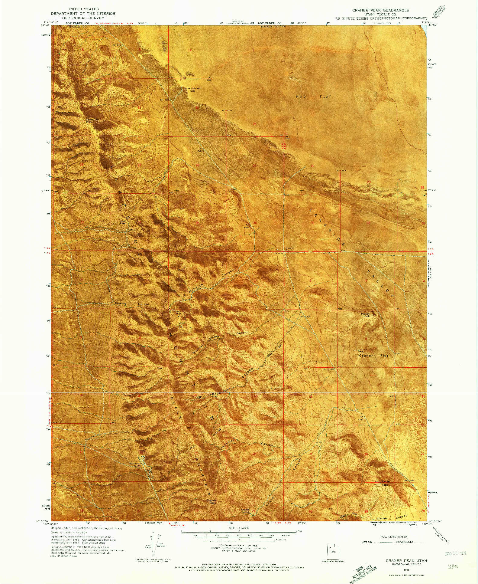 USGS 1:24000-SCALE QUADRANGLE FOR CRANER PEAK, UT 1968