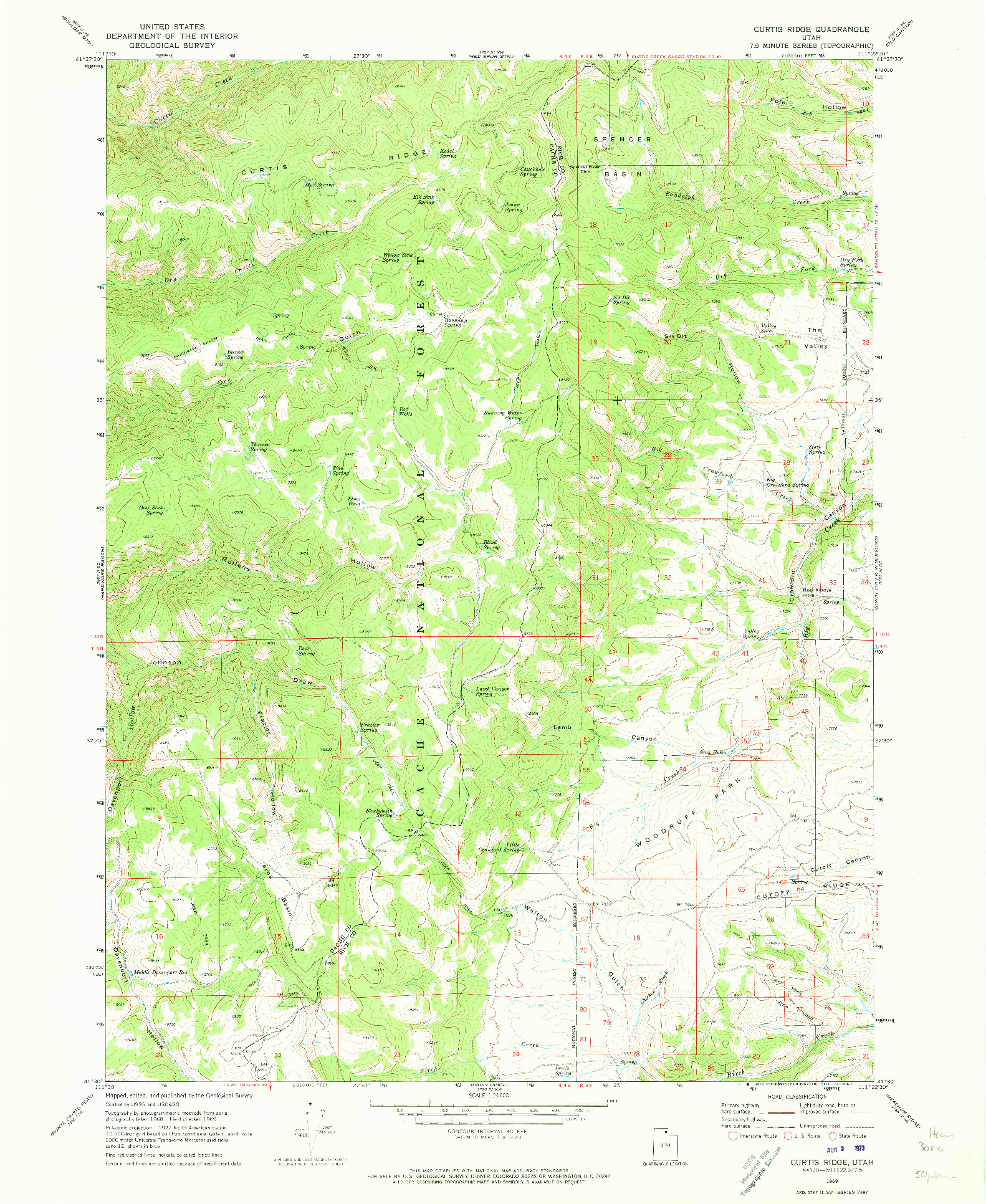 USGS 1:24000-SCALE QUADRANGLE FOR CURTIS RIDGE, UT 1969