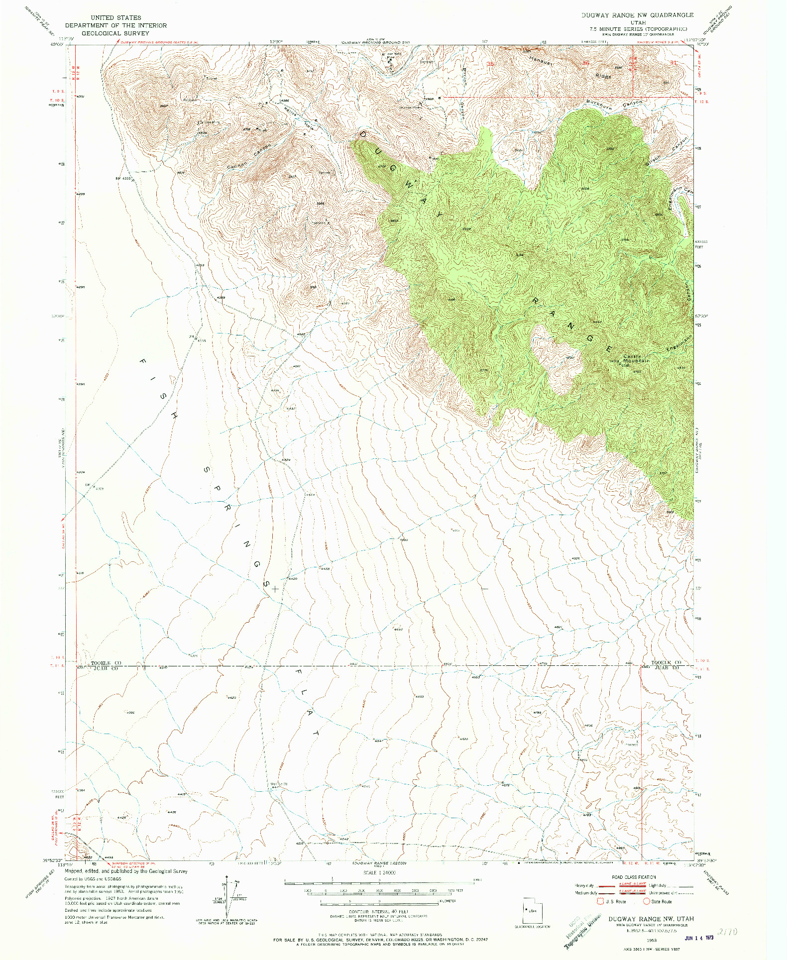 USGS 1:24000-SCALE QUADRANGLE FOR DUGWAY RANGE NW, UT 1953