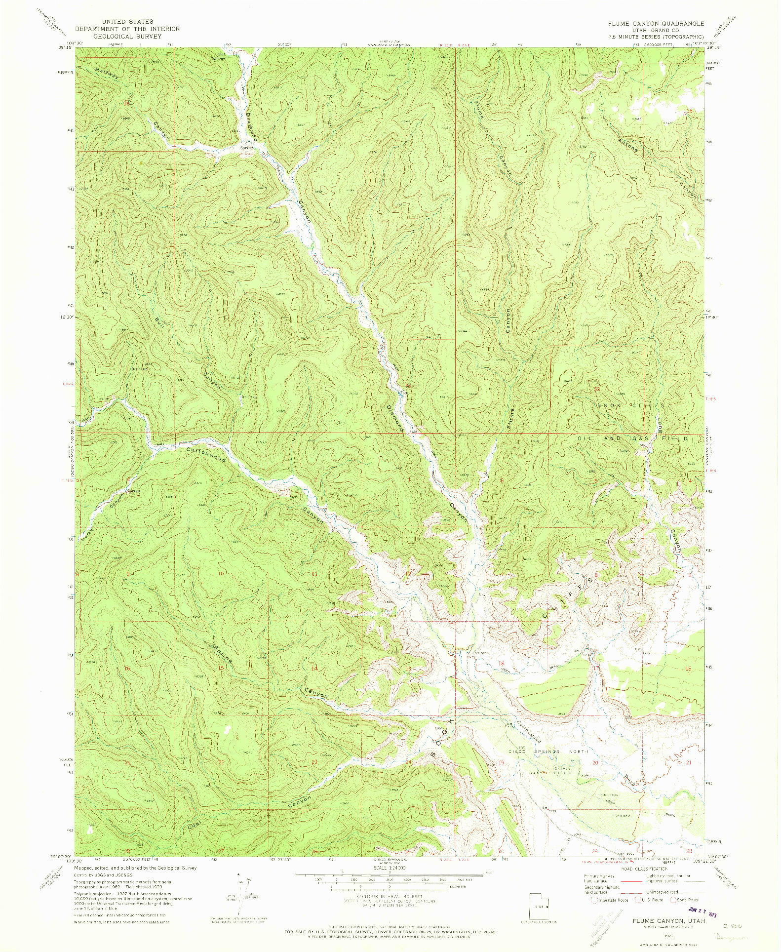 USGS 1:24000-SCALE QUADRANGLE FOR FLUME CANYON, UT 1970